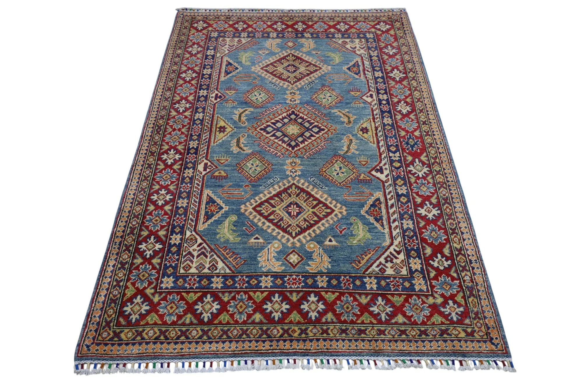 Hand-Knotted Afghani Kazak Wool Rug – 4’0″  x  6’1″ - Image 3