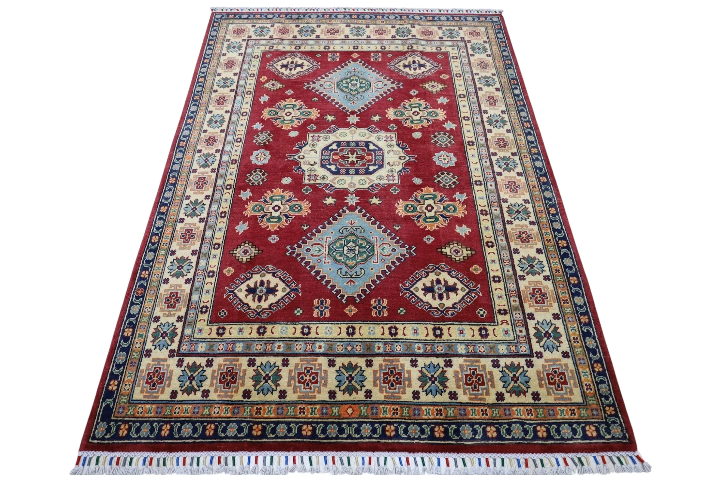 Hand-Knotted Afghani Kazak Wool Rug – 4’10″  x  6’6″ - Image 3