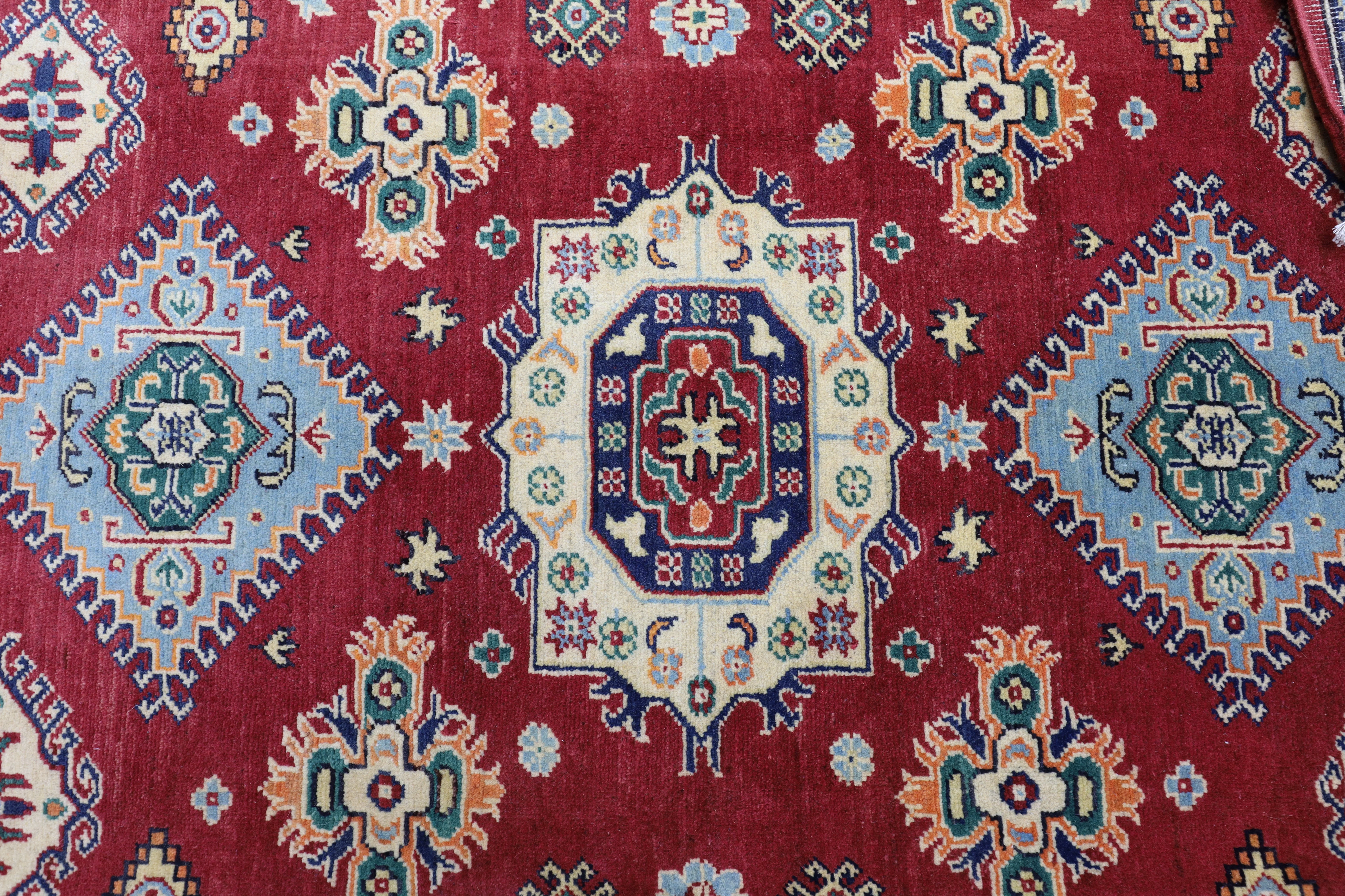 Hand-Knotted Afghani Kazak Wool Rug – 4’10″  x  6’6″ - Image 4
