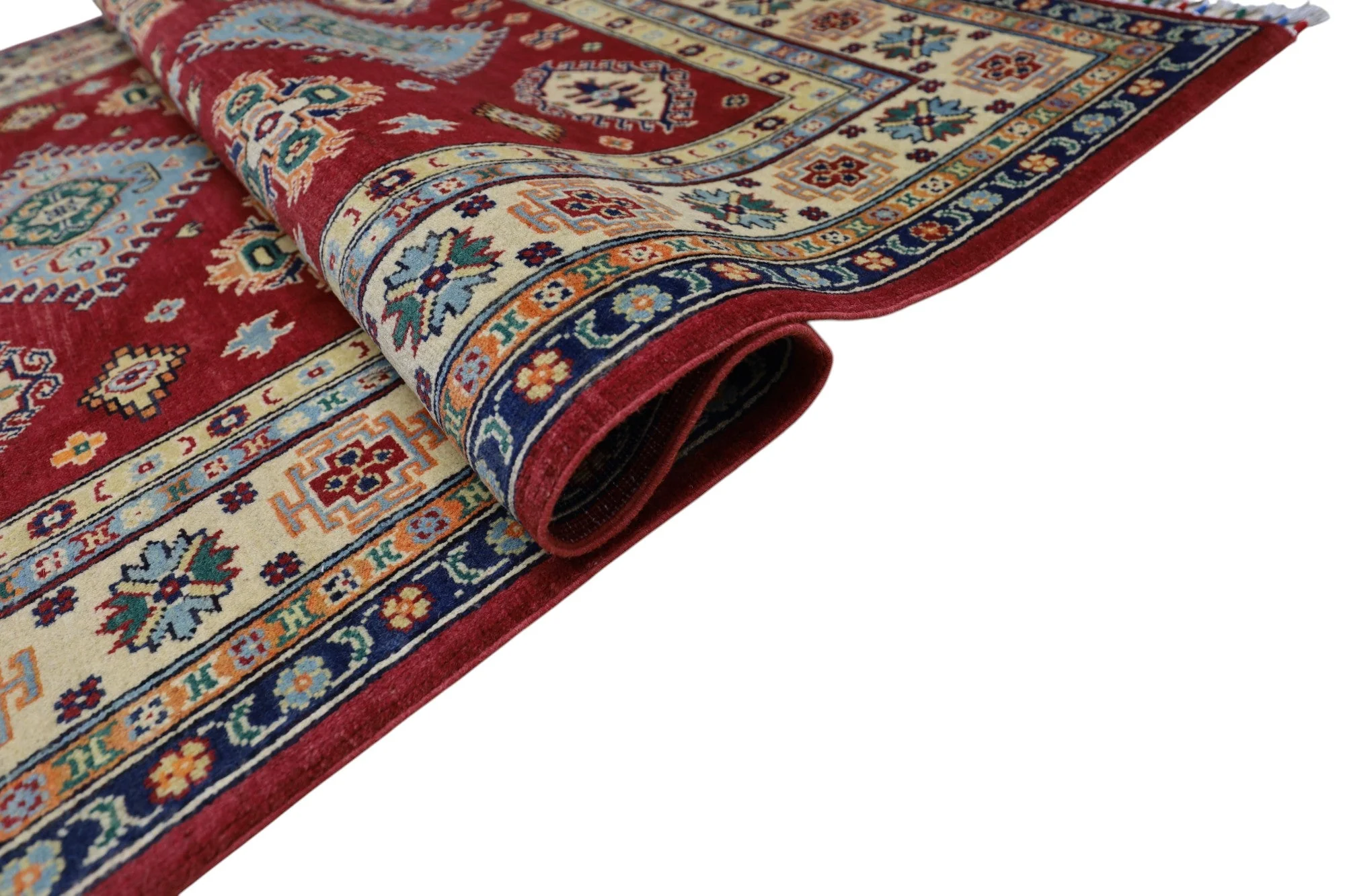 Hand-Knotted Afghani Kazak Wool Rug – 4’10″  x  6’6″ - Image 5