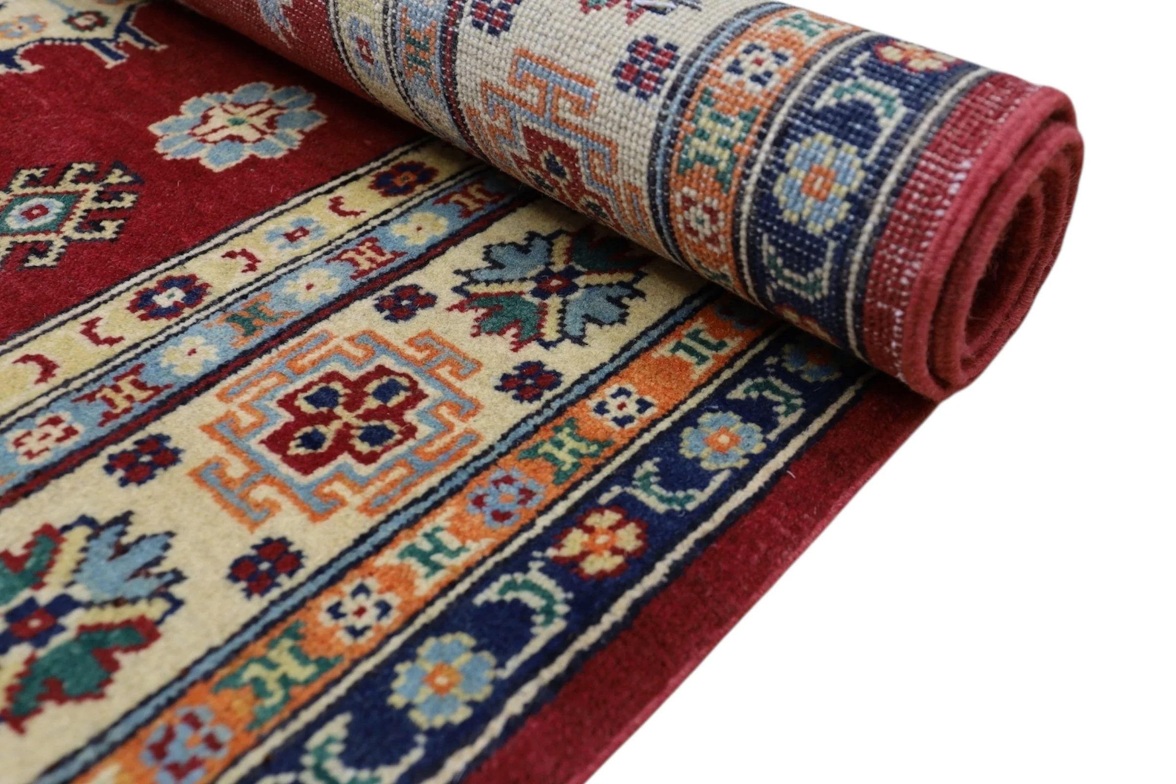 Hand-Knotted Afghani Kazak Wool Rug – 4’10″  x  6’6″ - Image 6