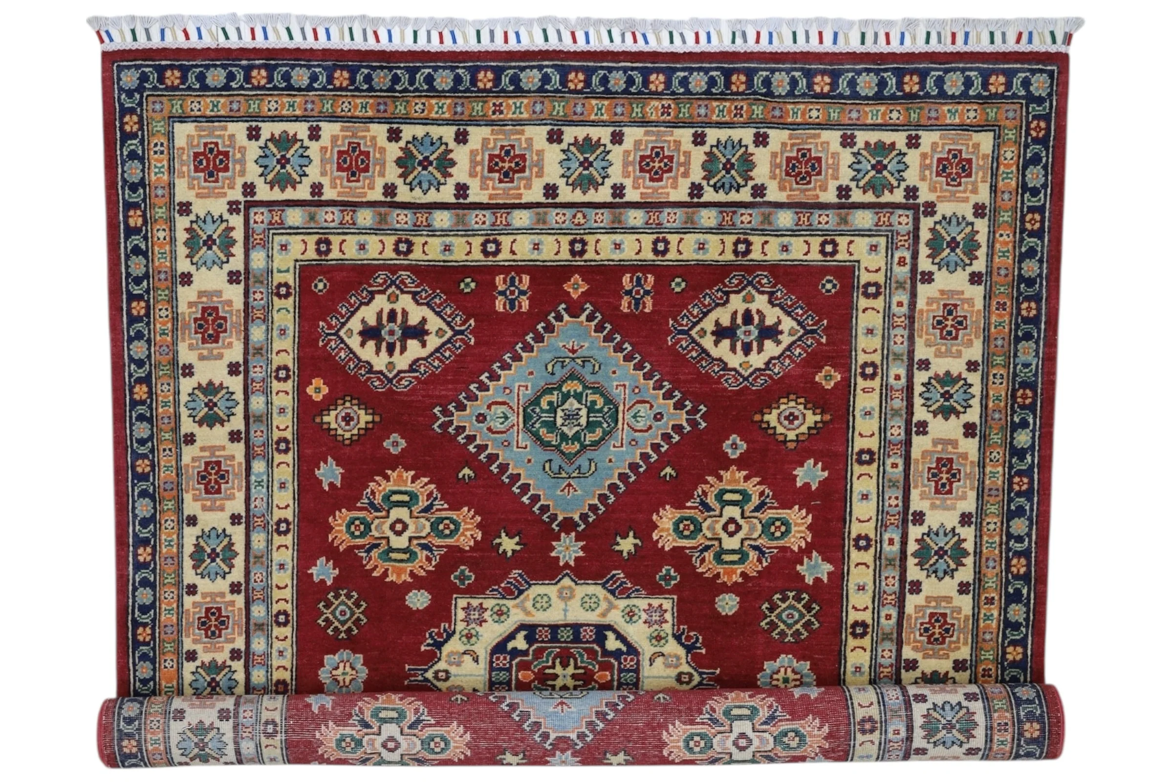 Hand-Knotted Afghani Kazak Wool Rug – 4’10″  x  6’6″ - Image 7