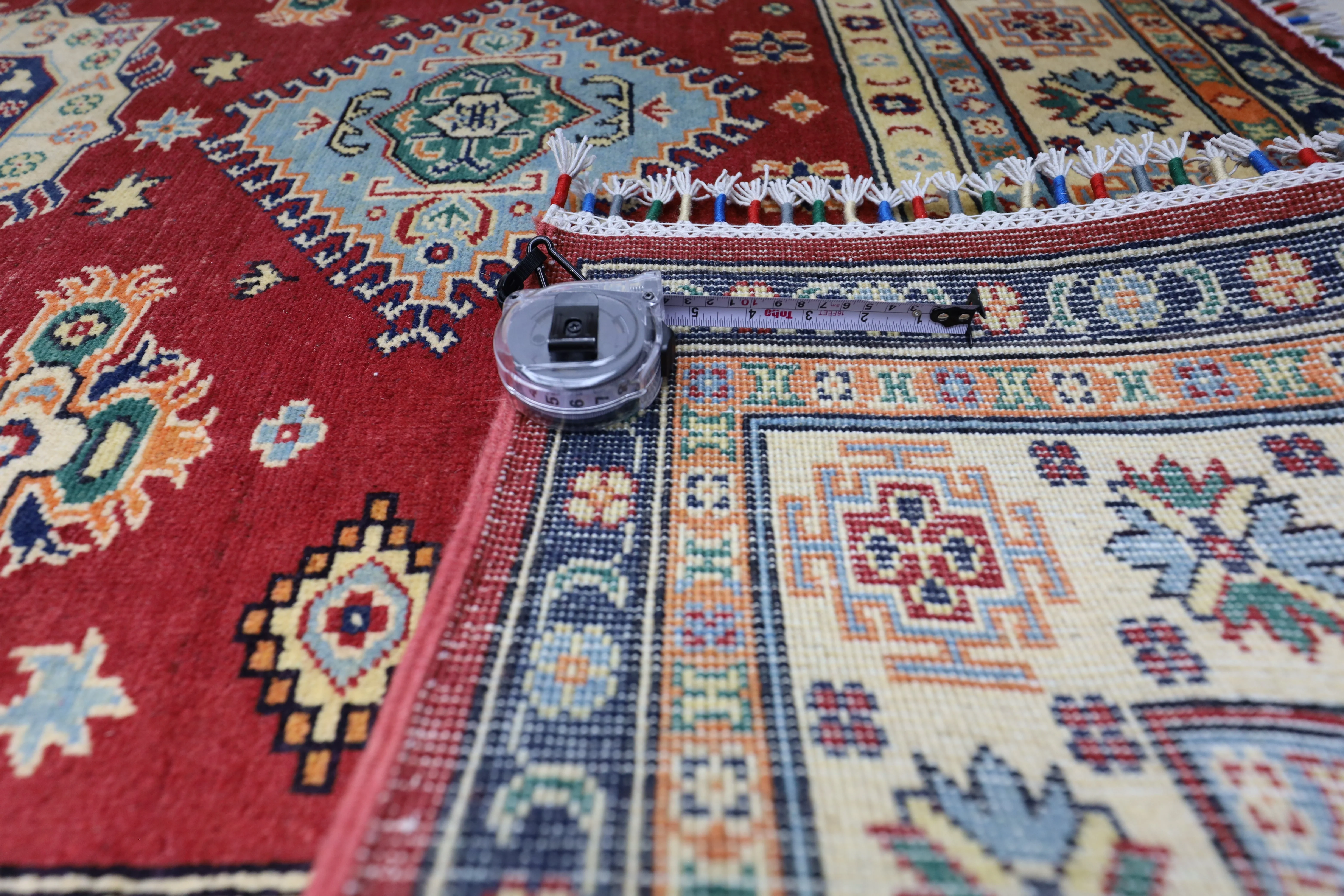Hand-Knotted Afghani Kazak Wool Rug – 4’10″  x  6’6″ - Image 8