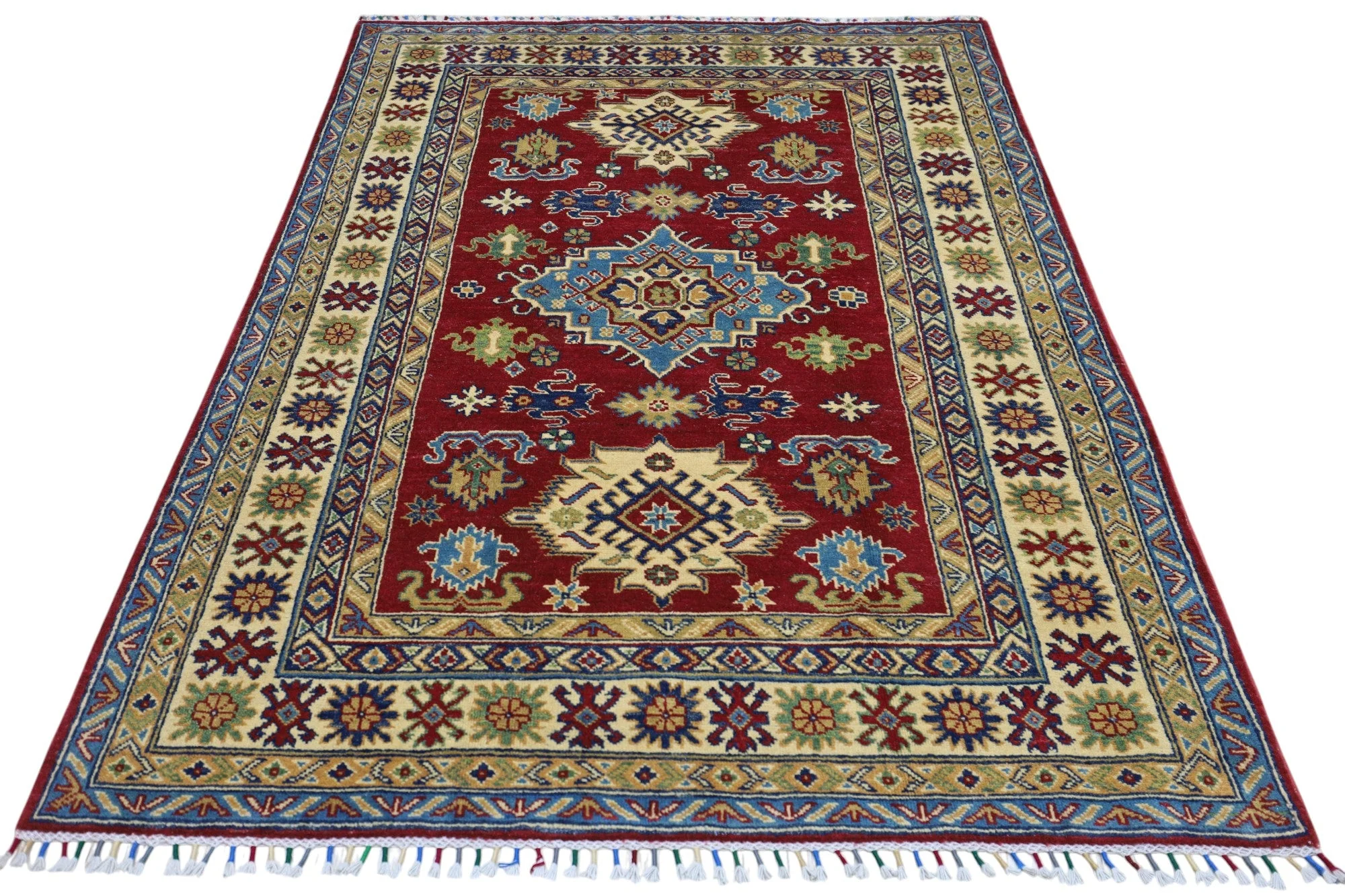 Hand-Knotted Afghani Kazak Wool Rug – 4’9″ x 6’8″ - Image 2