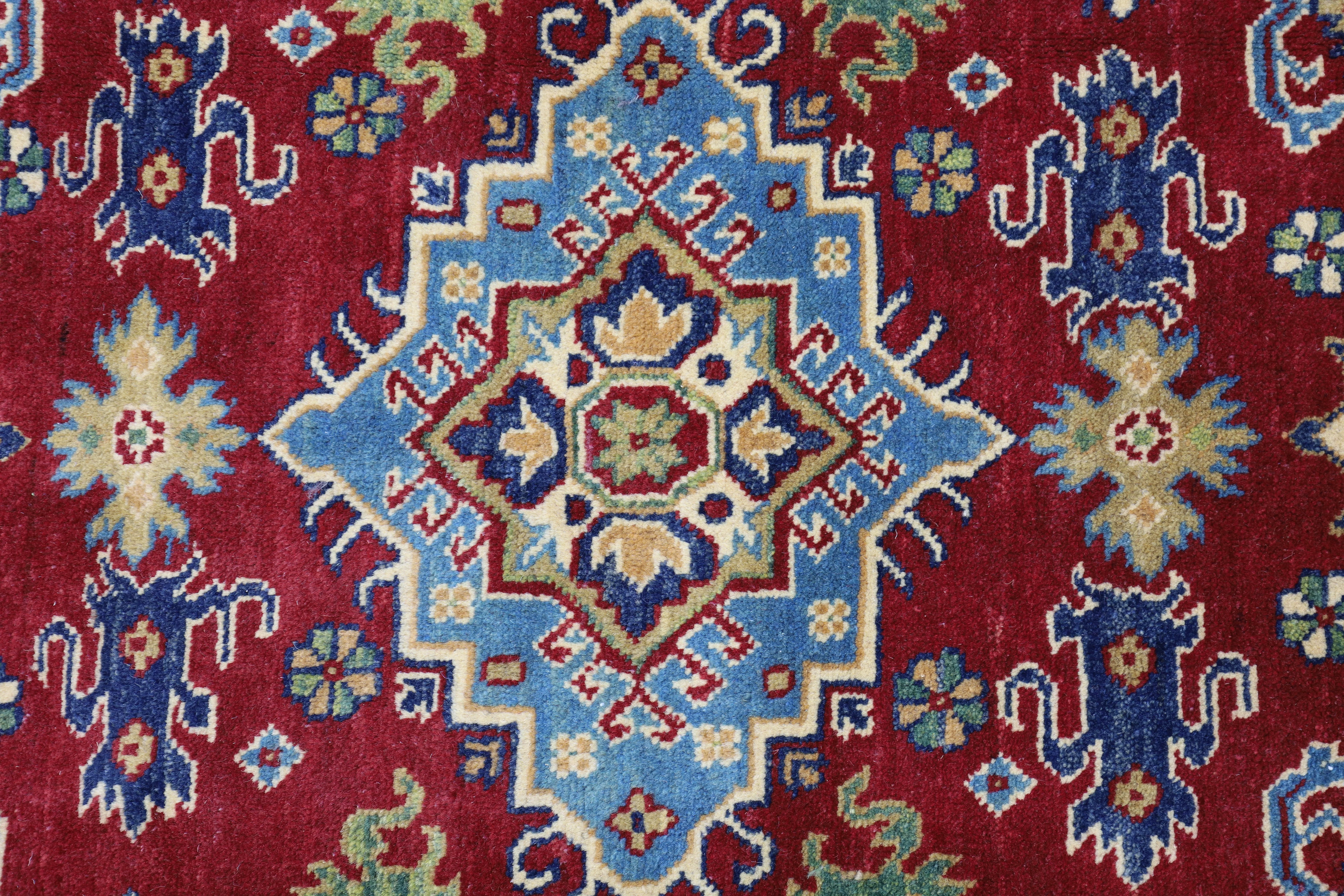 Hand-Knotted Afghani Kazak Wool Rug – 4’9″ x 6’8″ - Image 4