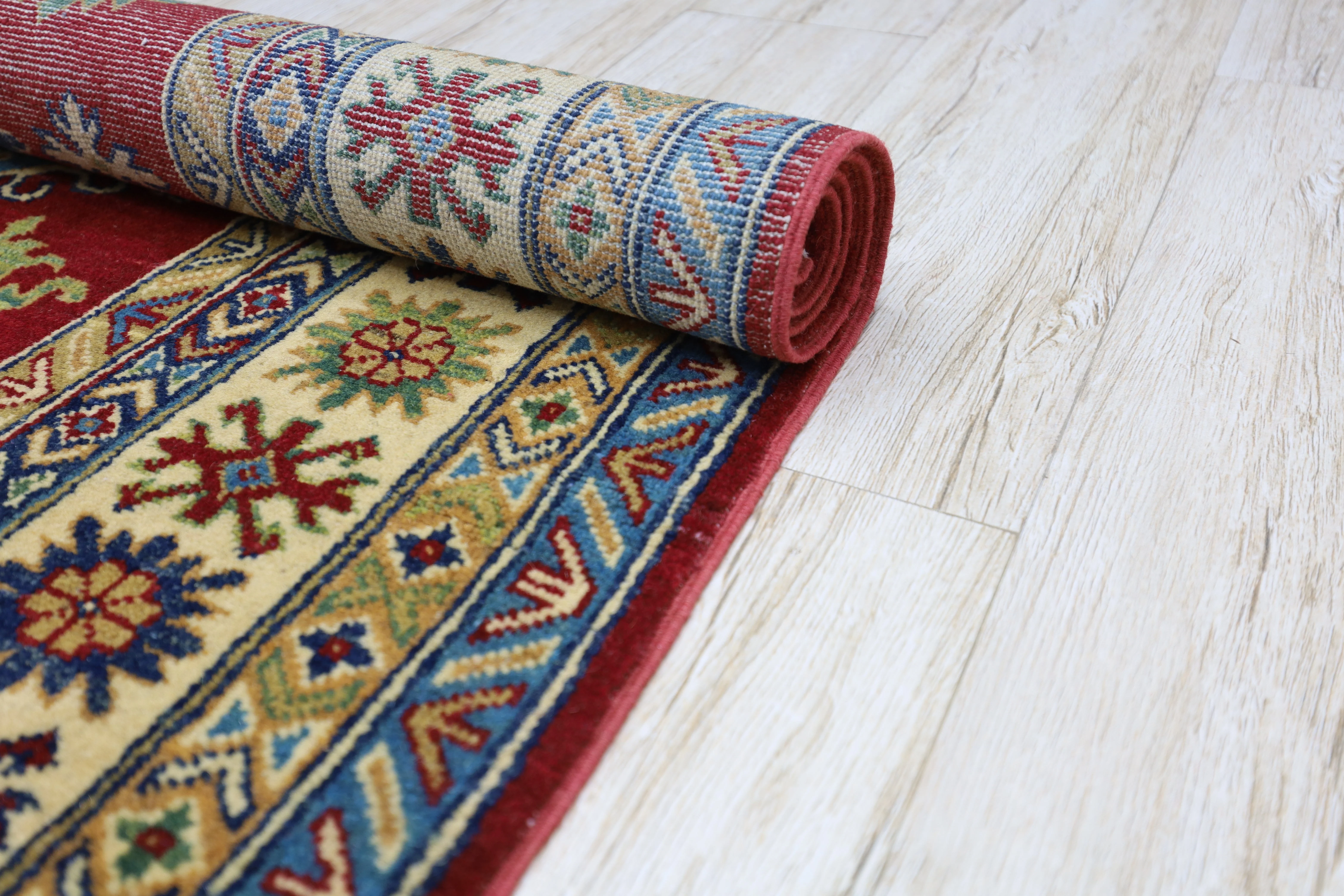 Hand-Knotted Afghani Kazak Wool Rug – 4’9″ x 6’8″ - Image 7