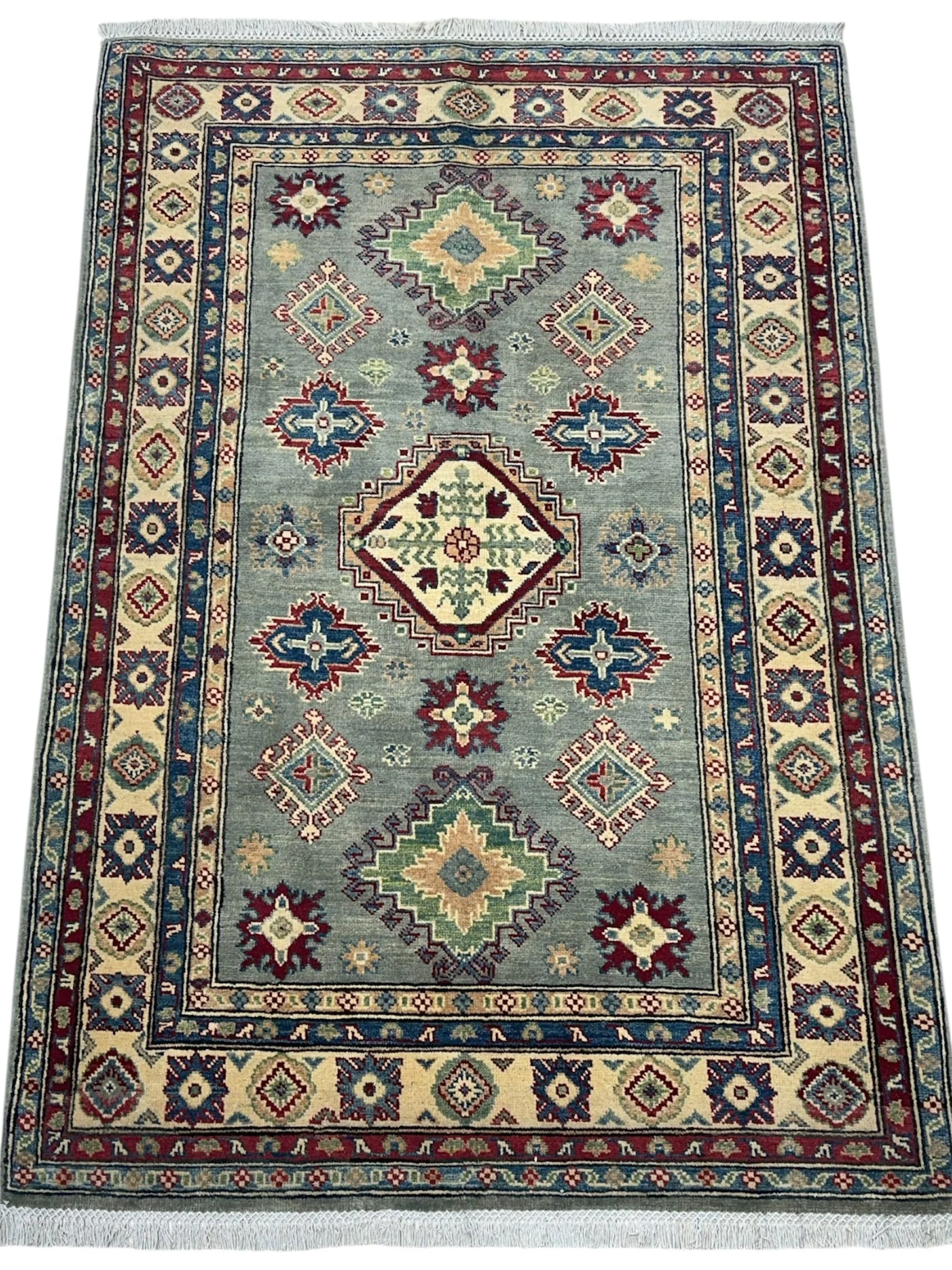Hand-Knotted Afghani Kazak Wool Rug – 4’ x  6’ - Image 2