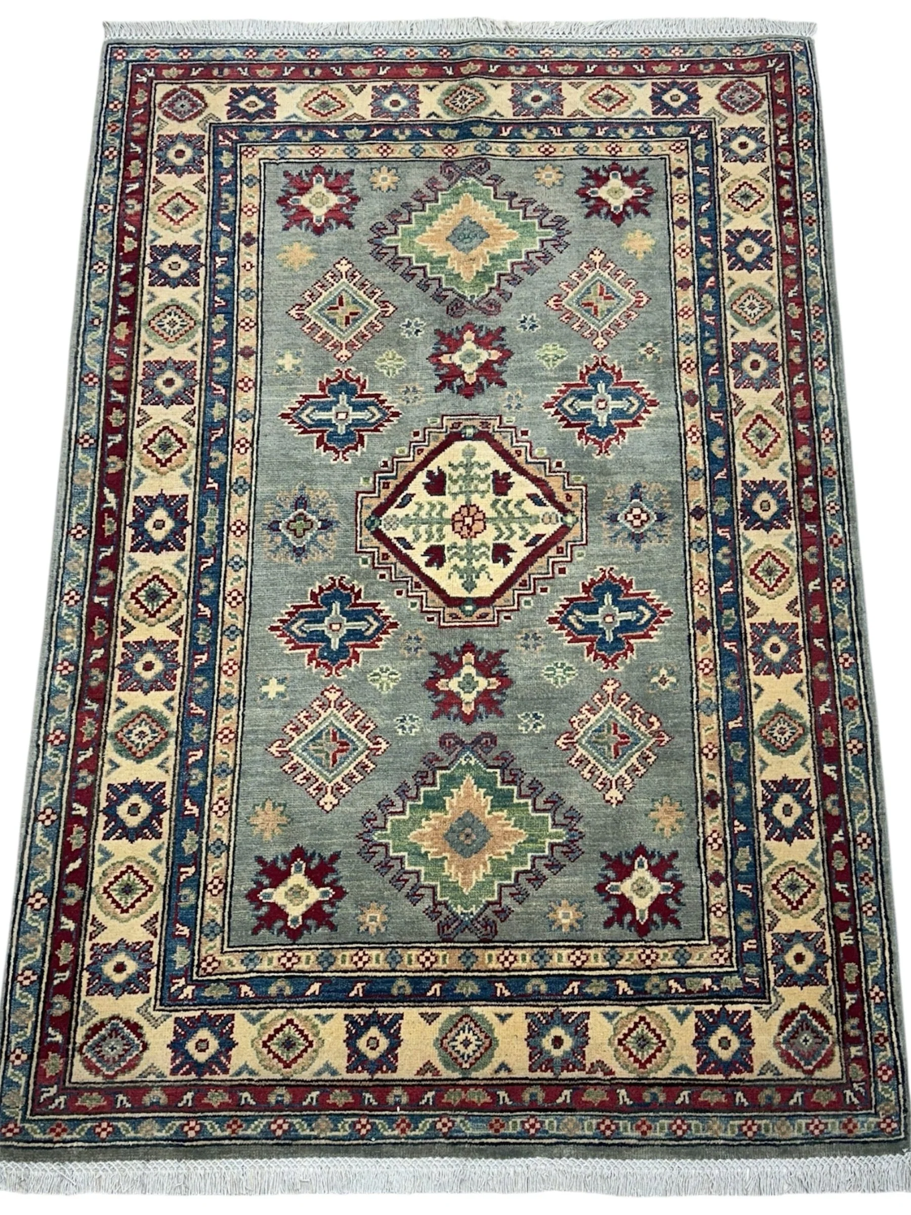 Hand-Knotted Afghani Kazak Wool Rug – 4’ x  6’ - Image 3
