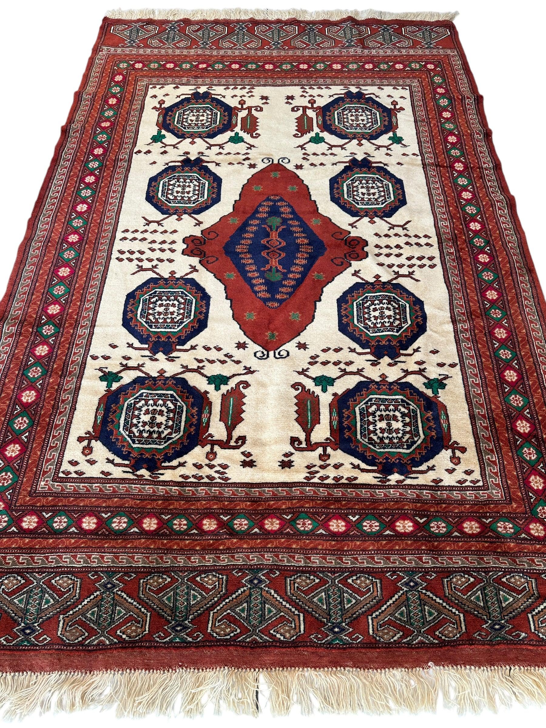 Hand-Knotted Afghani Kazak Wool Rug - 4'8" x 7'2" - Image 2