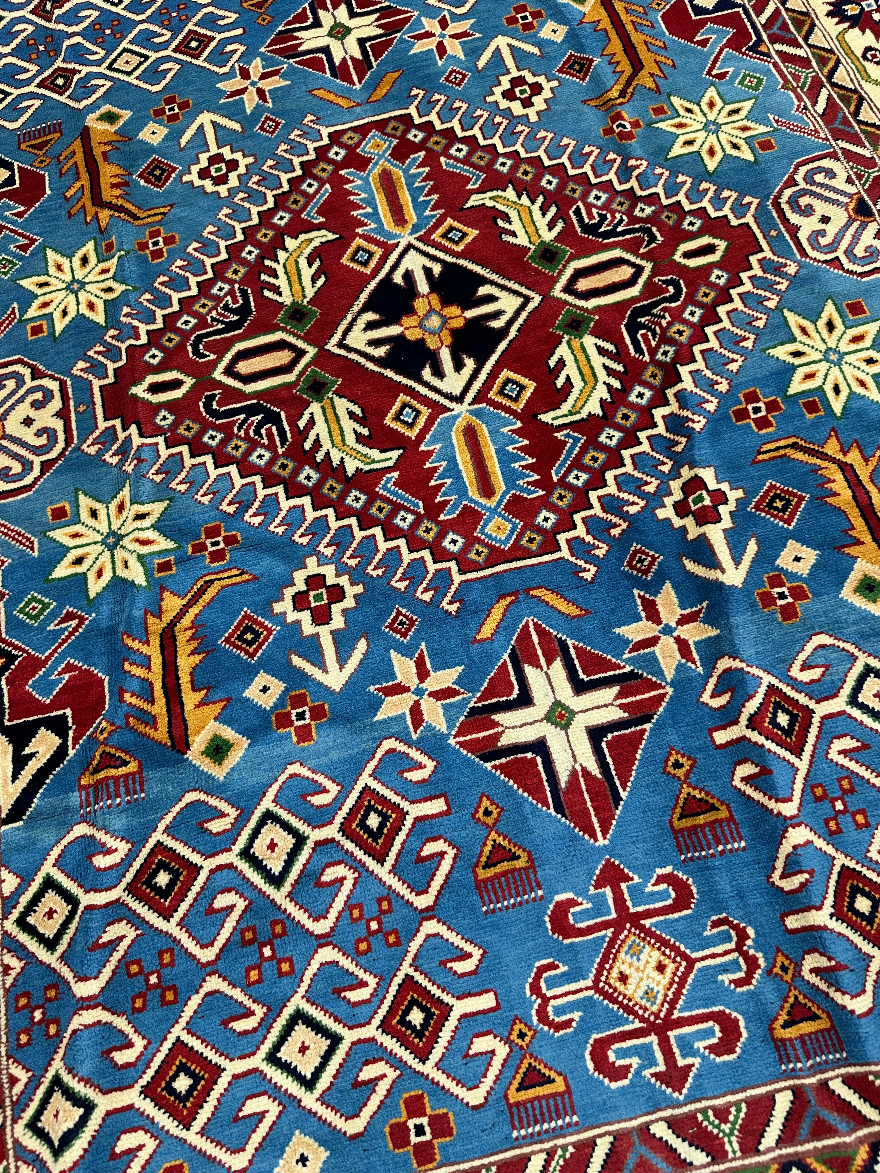 Hand-Knotted Afghani Kazak Wool Rug – 5’0″  x  6’10″ - Image 5