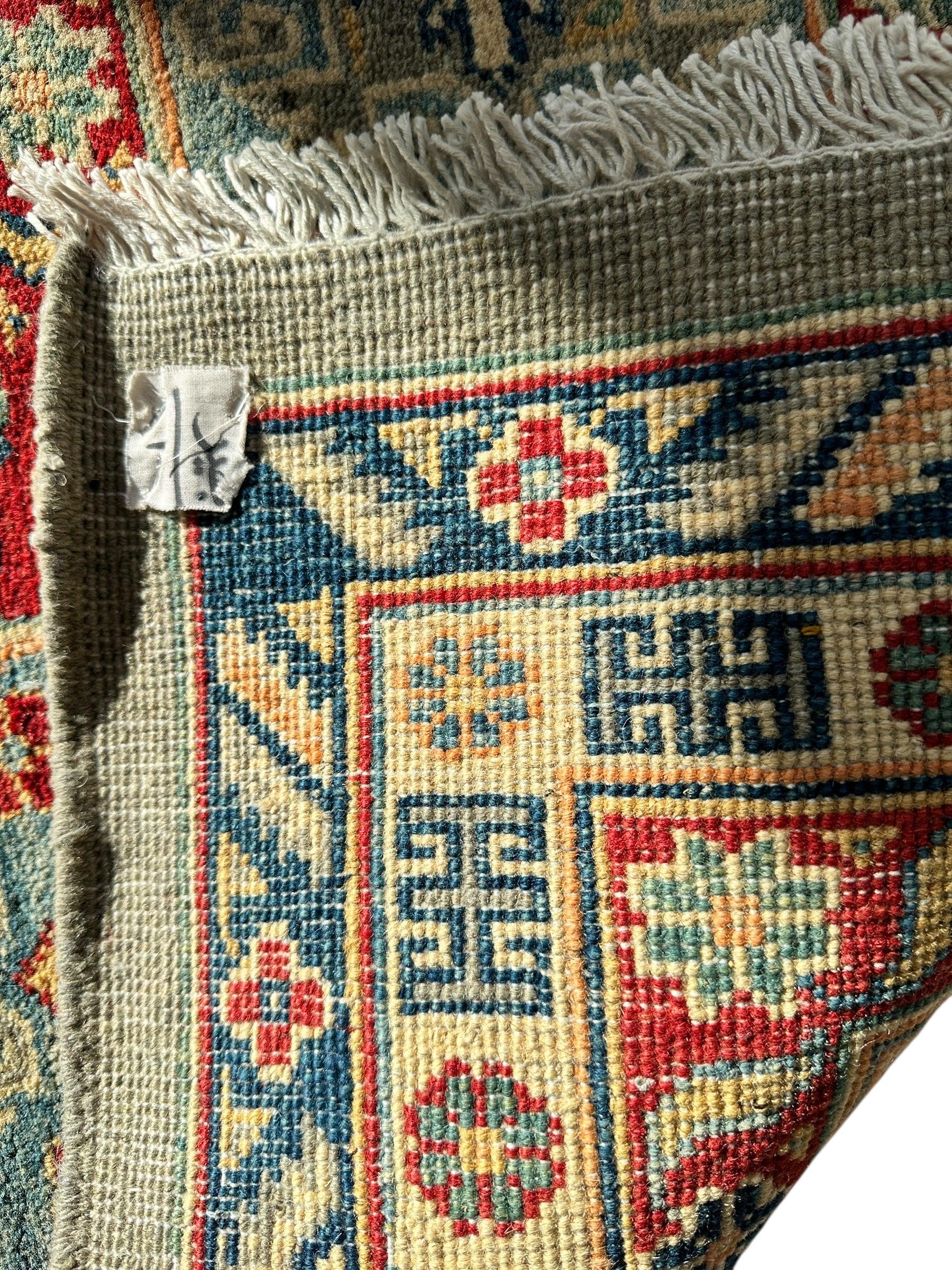 Hand-Knotted Afghani Kazak Wool Rug 8’11” x 11’10” - Image 5