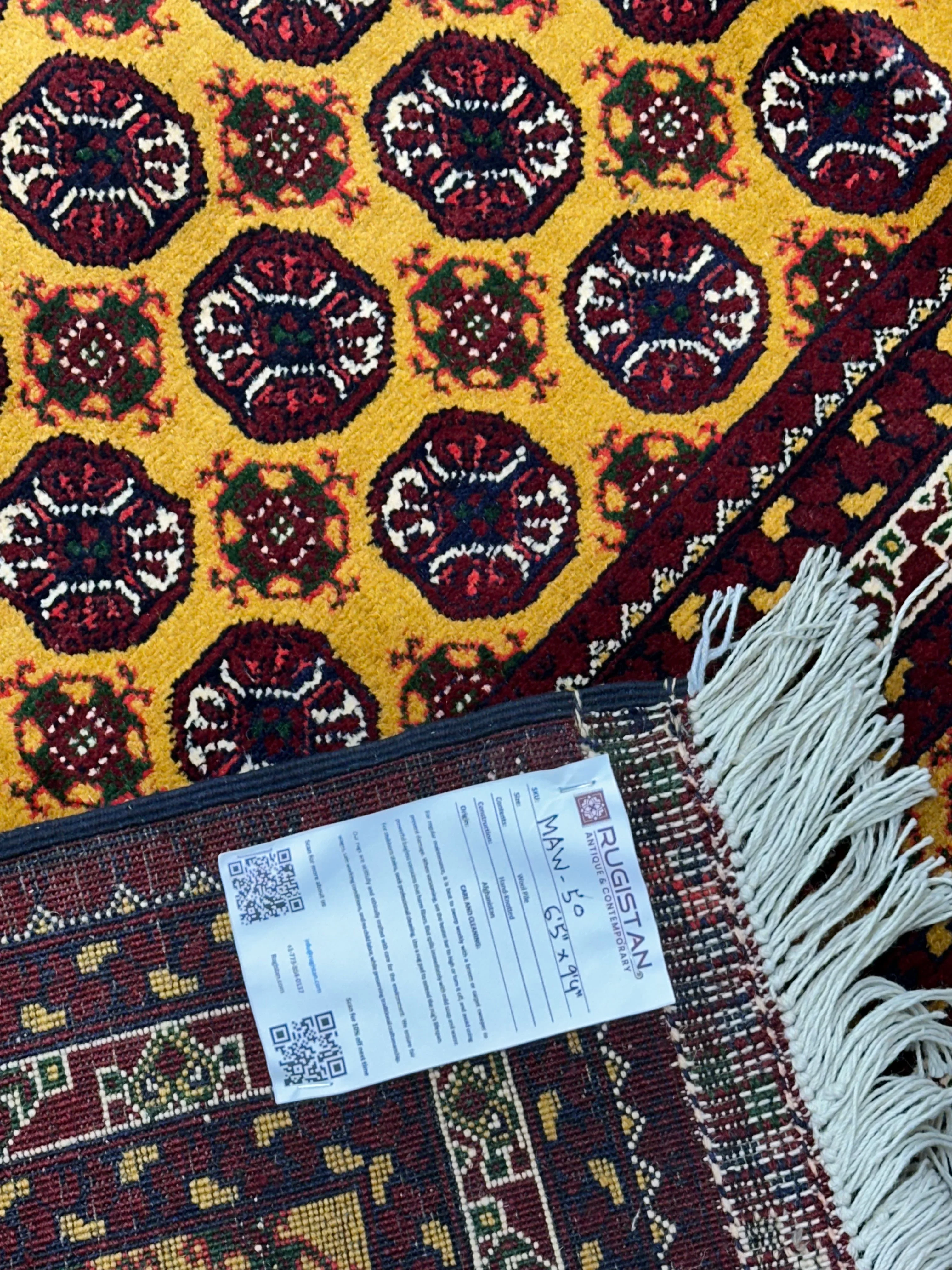 Hand-Knotted Afghani Mawri Wool Rug – 6’5″ x 9’4″ - Image 4