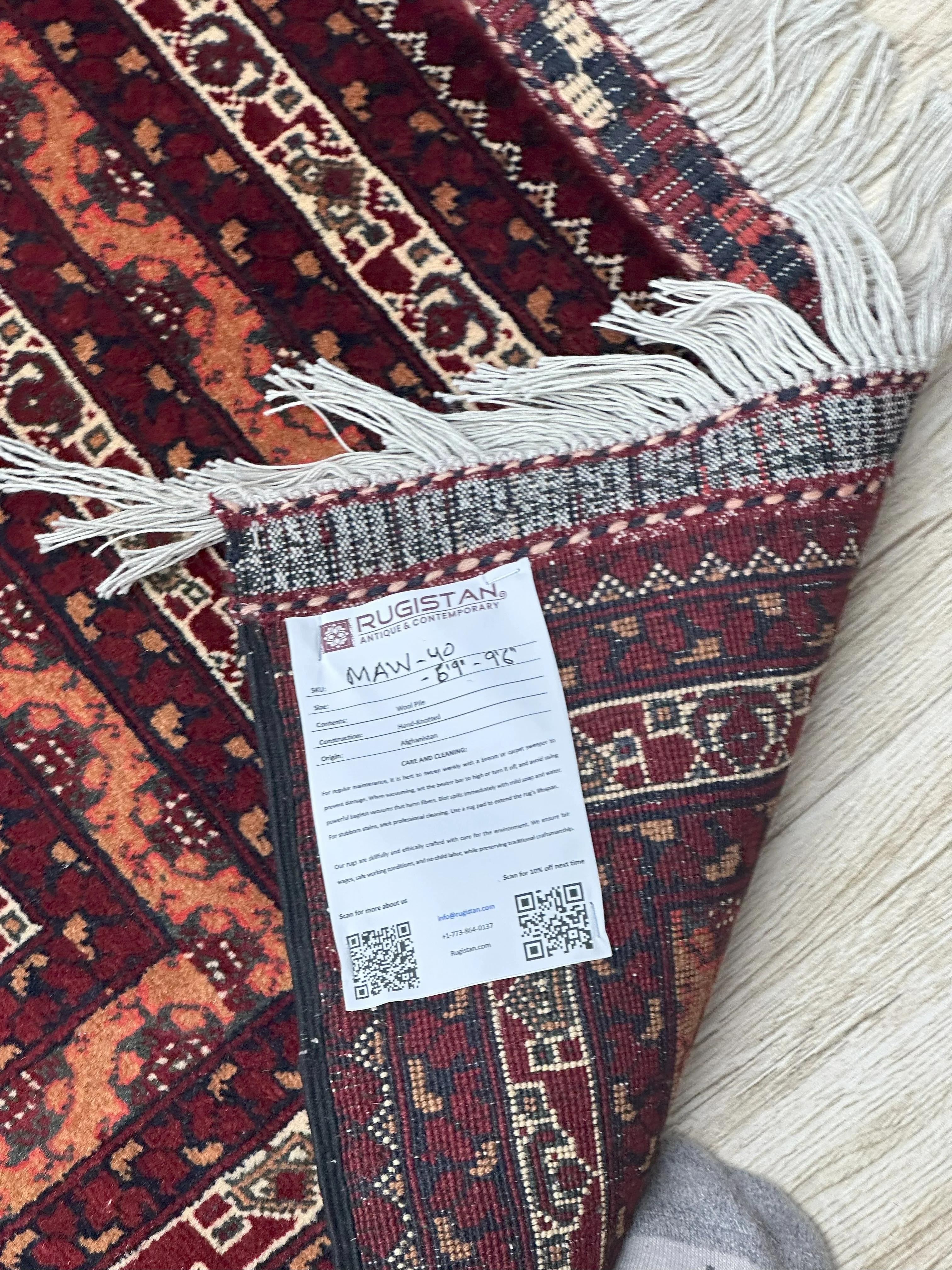 Hand-Knotted Afghani Mawri Wool Rug – 6'9″ x 9'6″ - Image 4