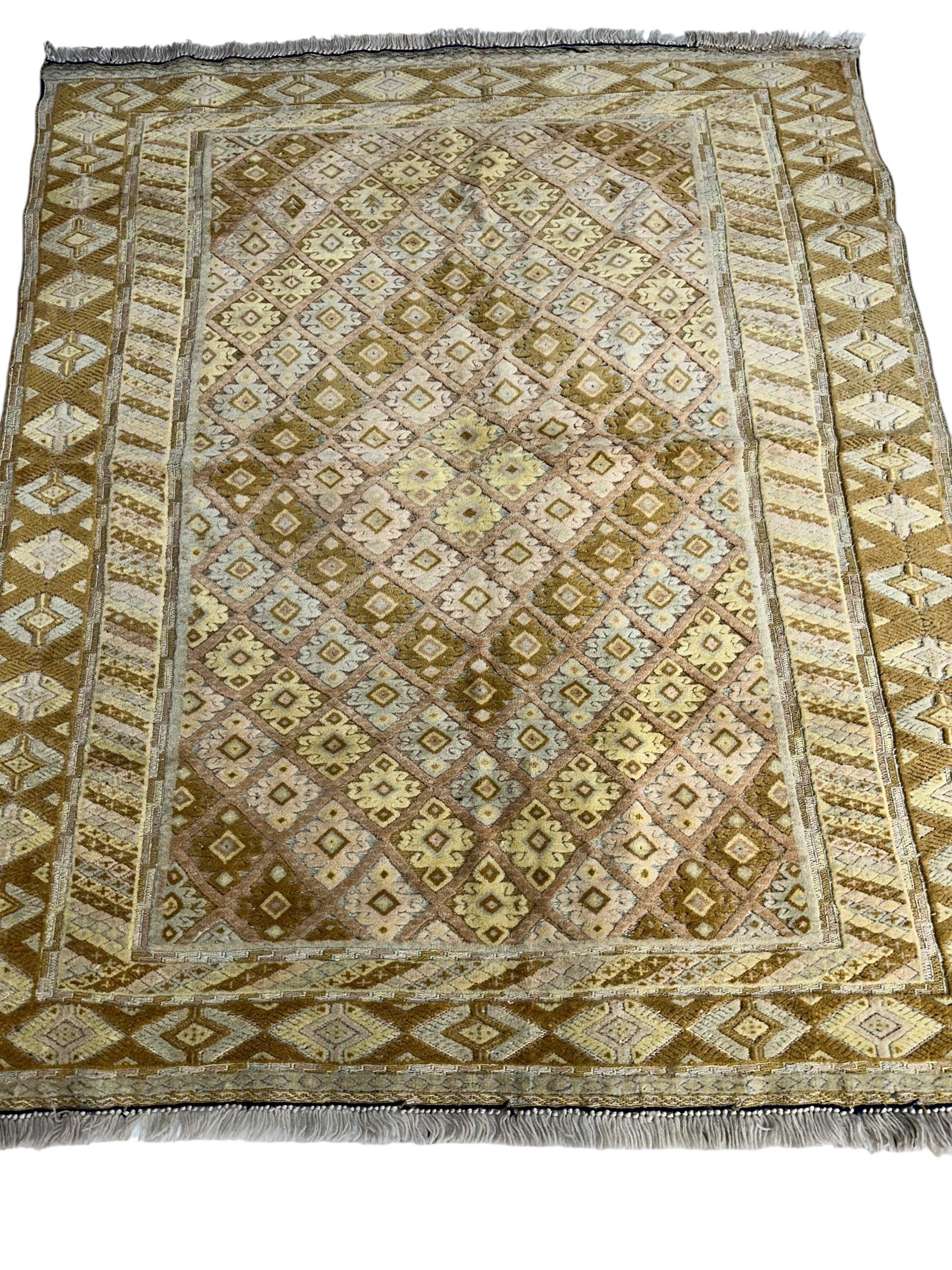 Hand-Knotted Afghani Nakhunak Wool Rug - 4' x 4'11" - Image 3