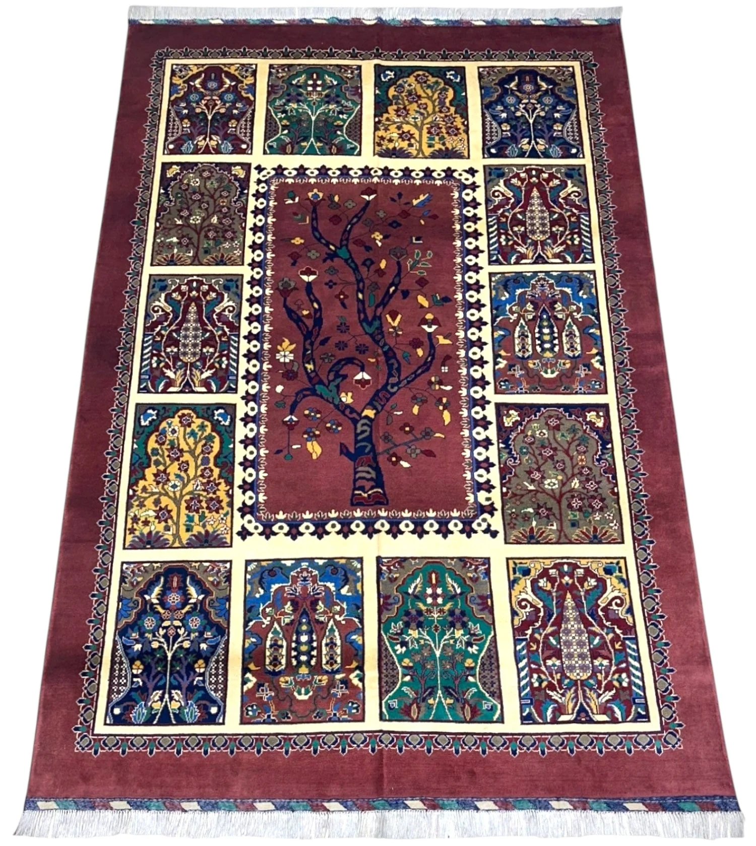 Hand-Knotted Afghani Tree of Life Wool Rug – 6’6″  x  9’6″ - Image 2