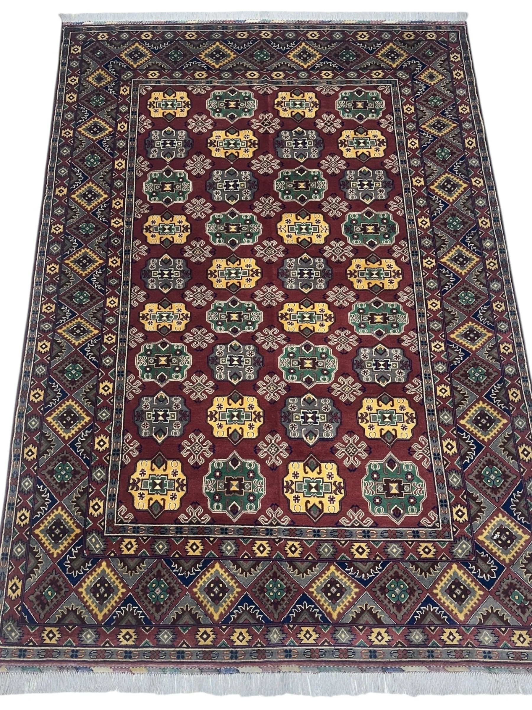 Hand-Knotted Afghani Turkmenistani Wool Rug – 6’5″  x  9’9″ - Image 2