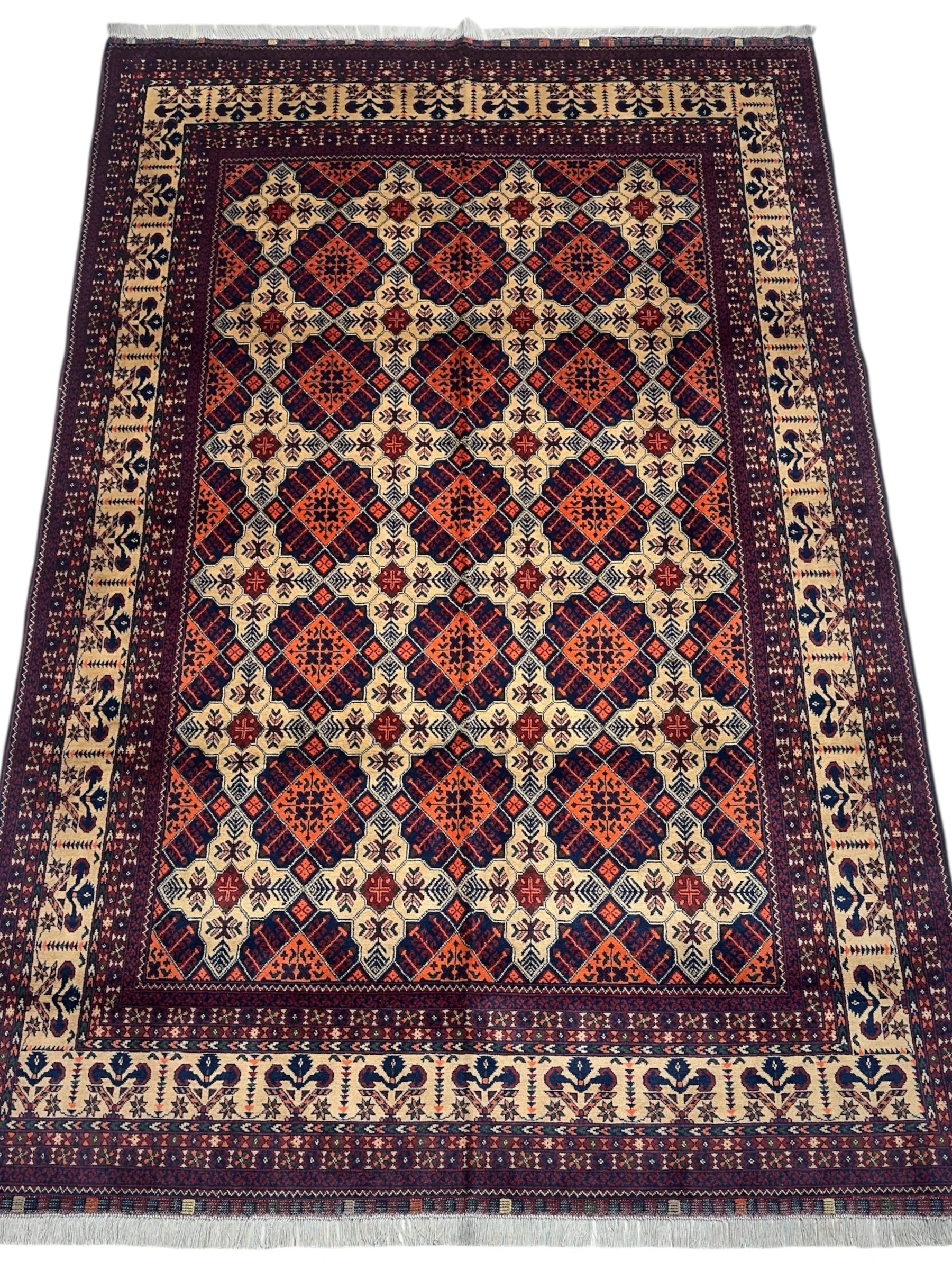 Hand-Knotted Afghani Yusufi Wool Rug – 6’7″  x  10’0″ - Image 2