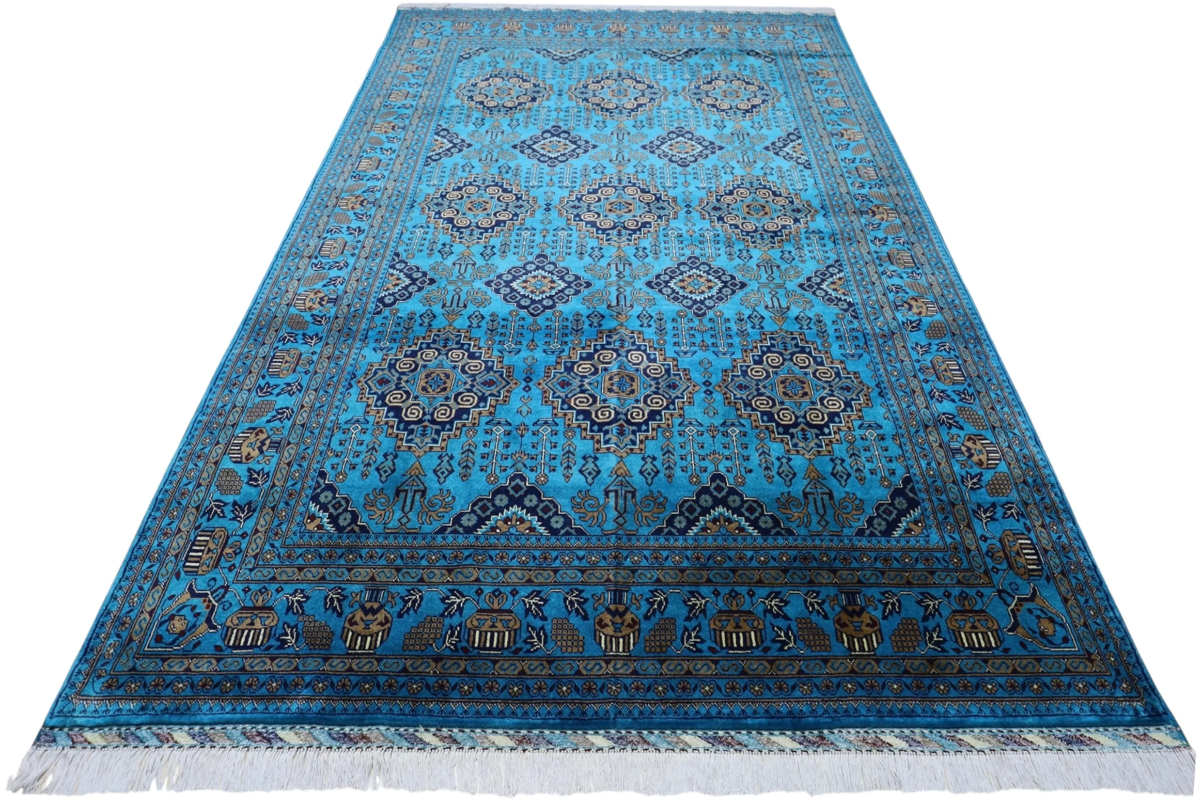 Hand-Knotted Afghani Zerkhaki Wool Rug – 6’6″ x 10’0″ - Image 3
