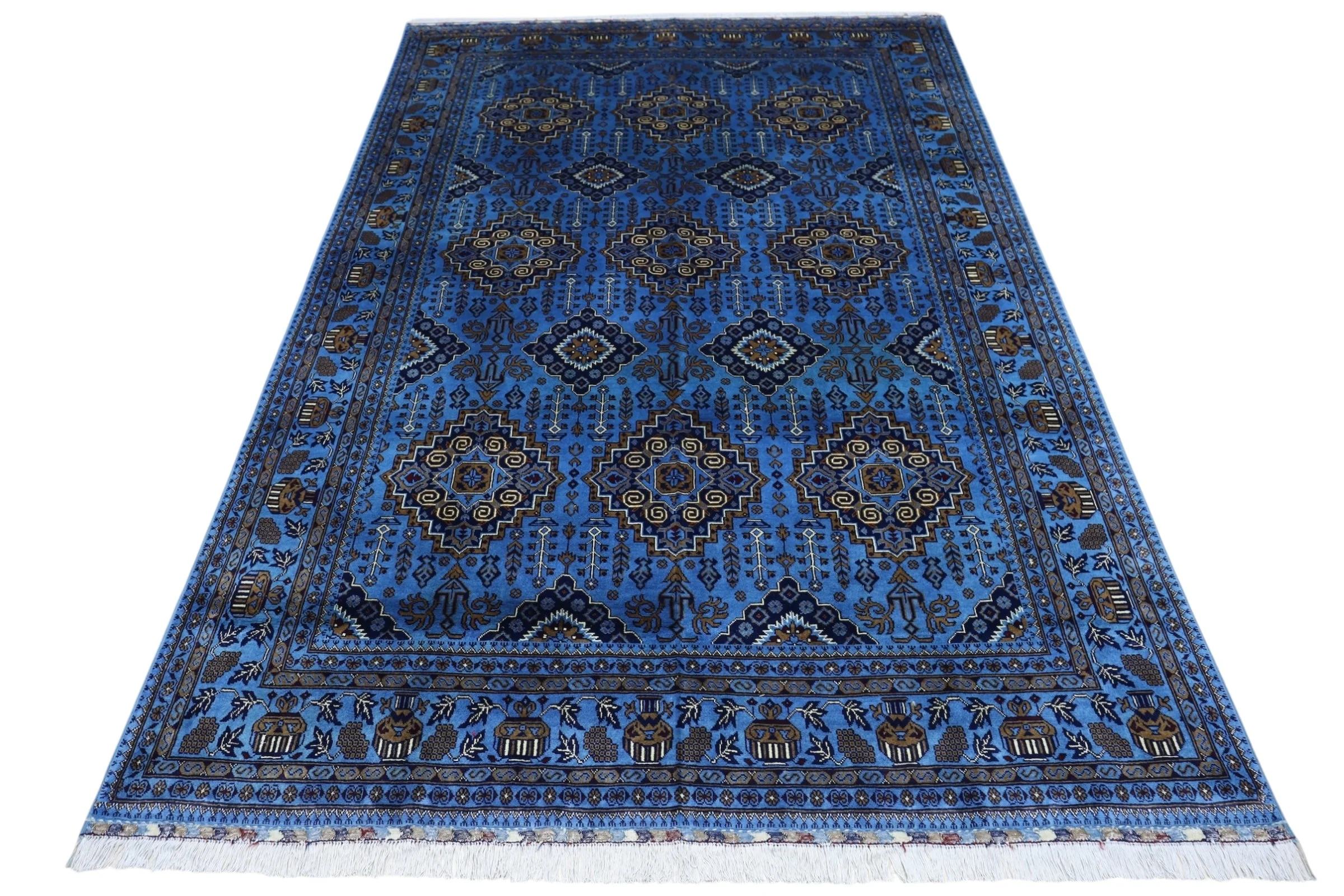 Hand-Knotted Afghani Zerkhaki Wool Rug – 6’7″ x 9’3″ - Image 2