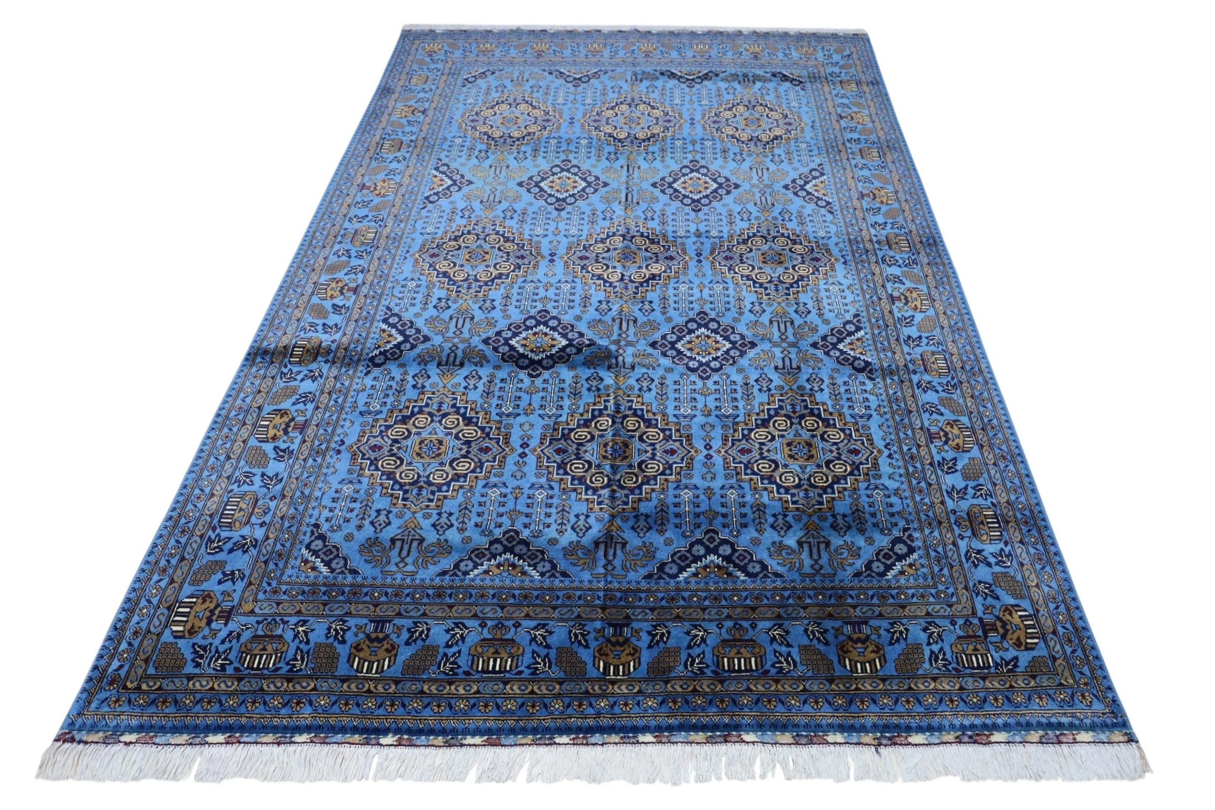 Hand-Knotted Afghani Zerkhaki Wool Rug – 6’7″ x 9’3″ - Image 3