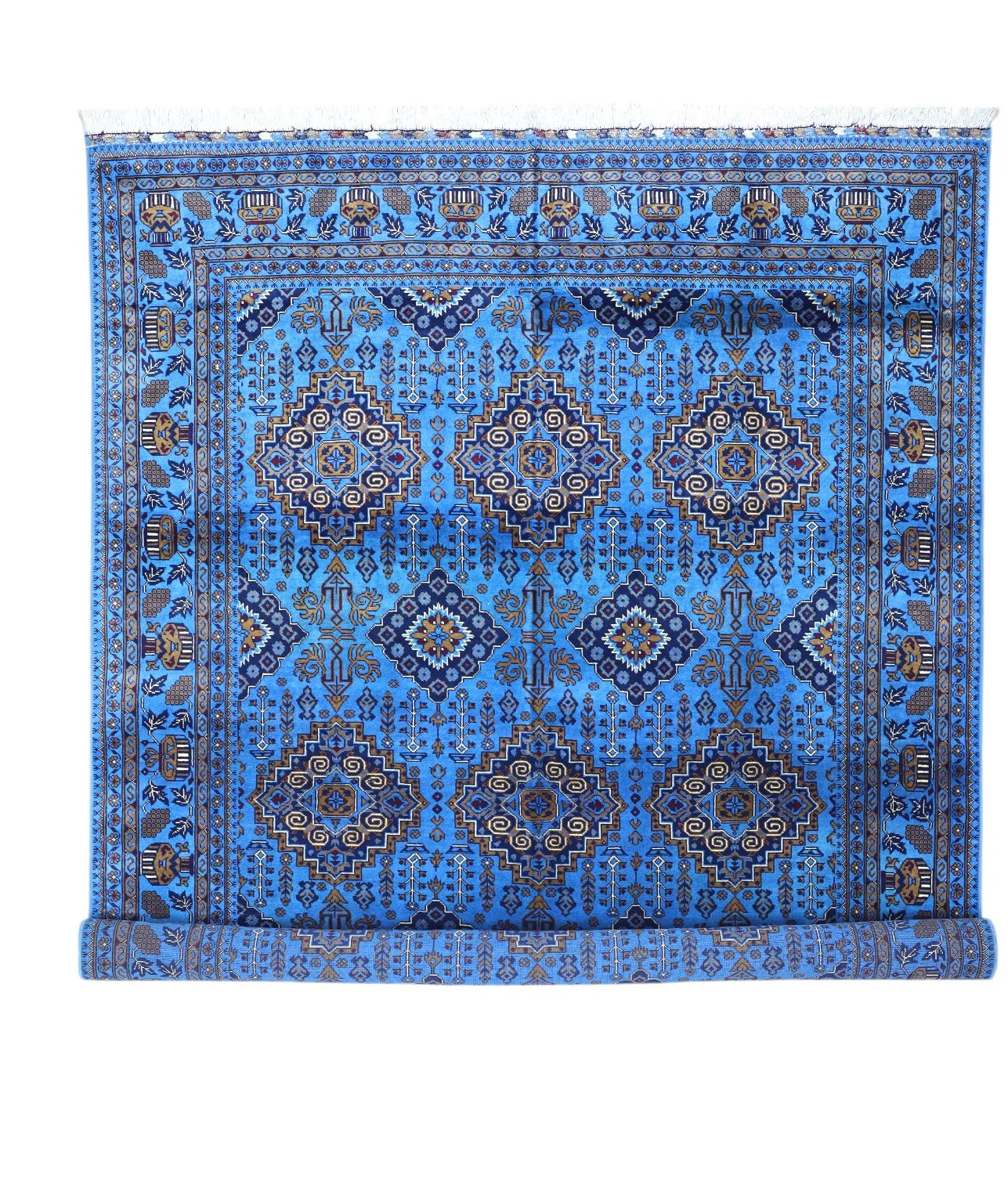 Hand-Knotted Afghani Zerkhaki Wool Rug – 6’7″ x 9’3″ - Image 7