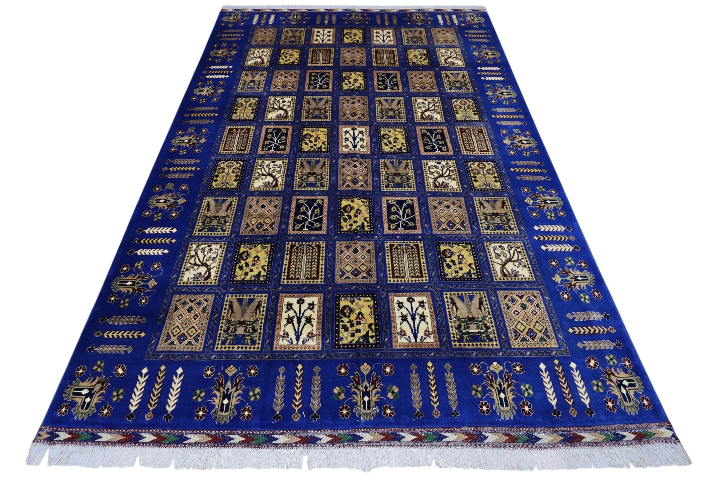 Hand-Knotted Bakhtiari Afghan Wool Area Rug – 6'7" x 9'9" | Blue, Durable, Timeless Design - Image 2