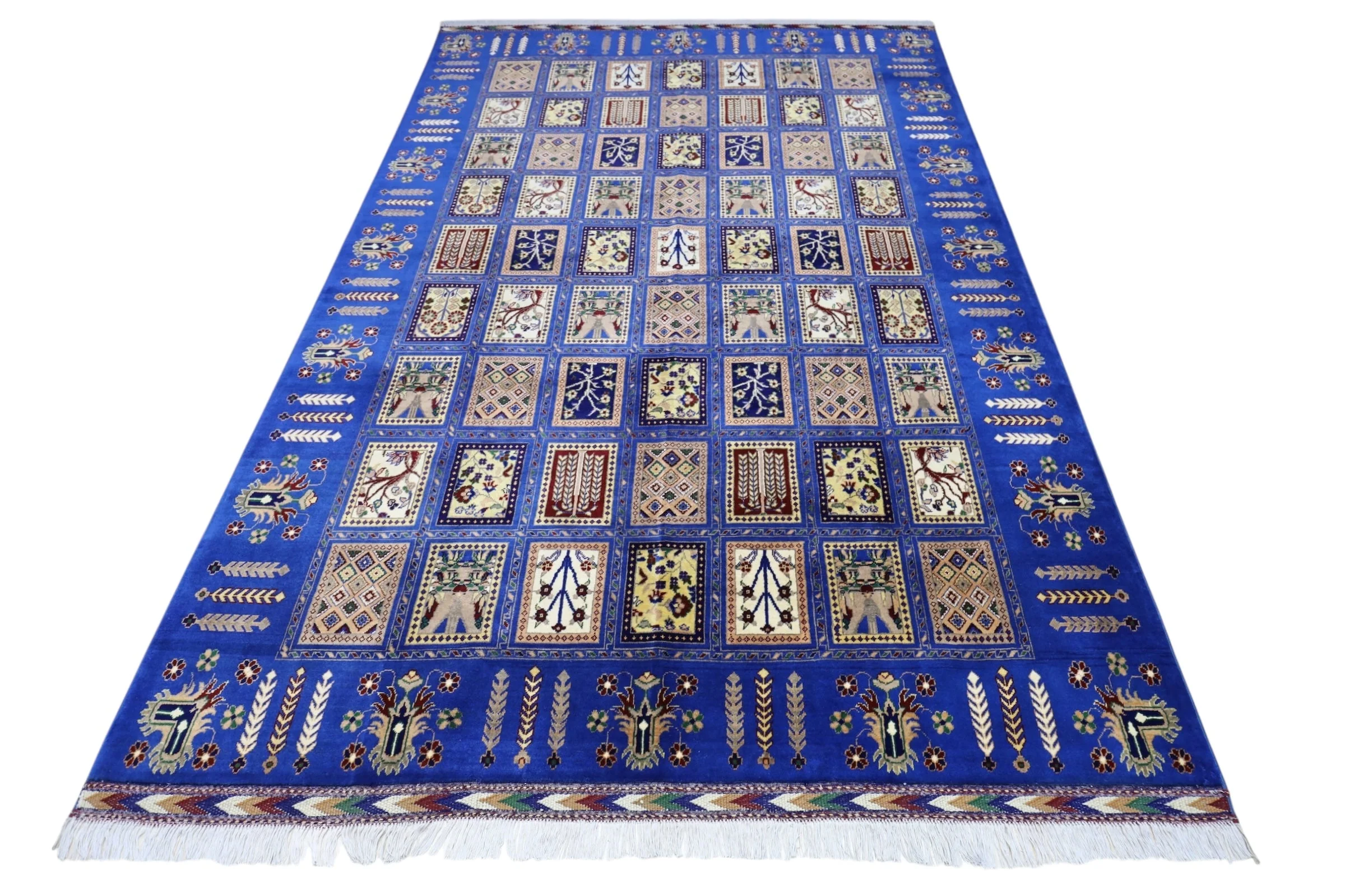 Hand-Knotted Bakhtiari Afghan Wool Area Rug – 6'7" x 9'9" | Blue, Durable, Timeless Design - Image 3