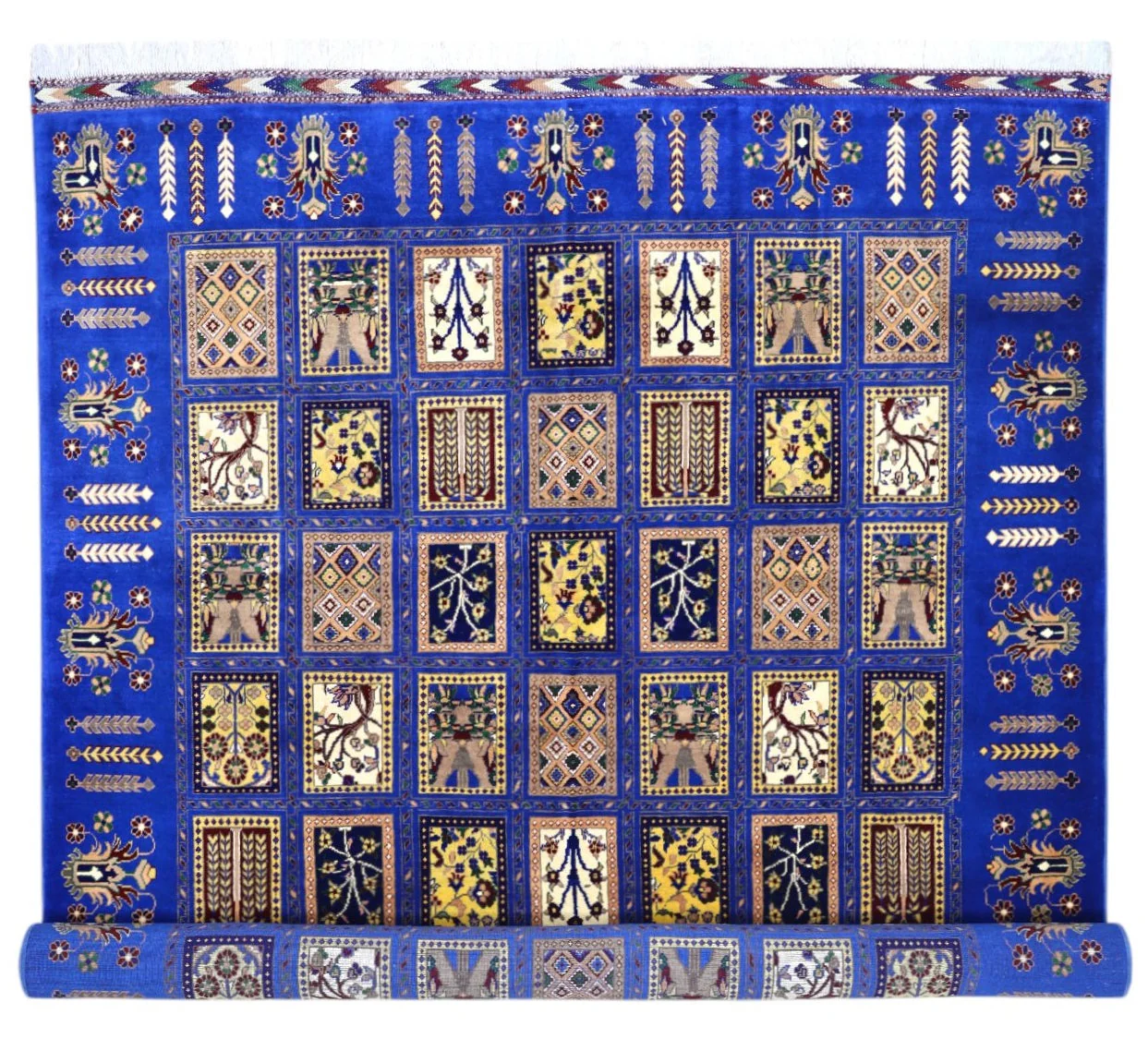 Hand-Knotted Bakhtiari Afghan Wool Area Rug – 6'7" x 9'9" | Blue, Durable, Timeless Design - Image 4