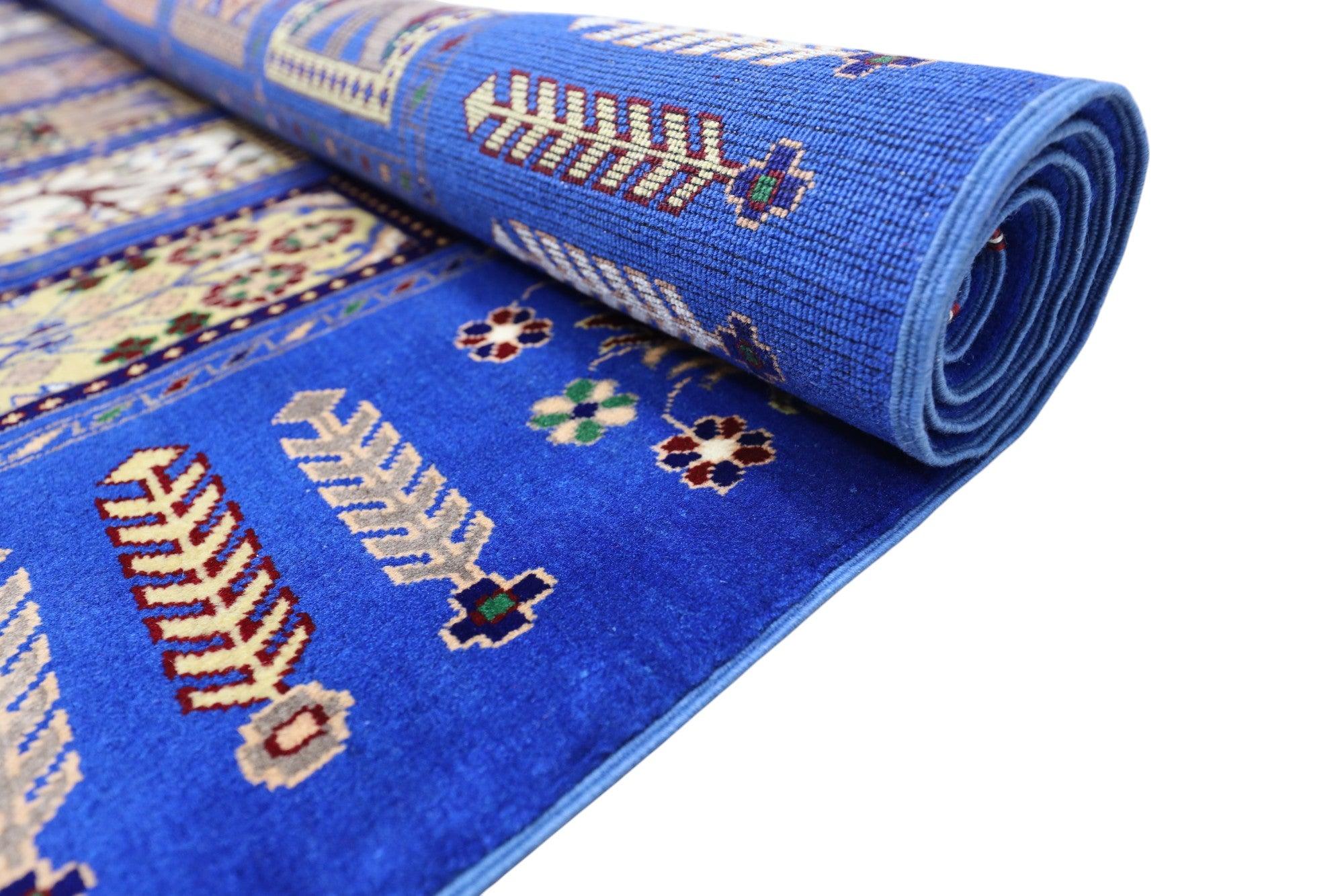 Hand-Knotted Bakhtiari Afghan Wool Area Rug – 6'7" x 9'9" | Blue, Durable, Timeless Design - Image 6
