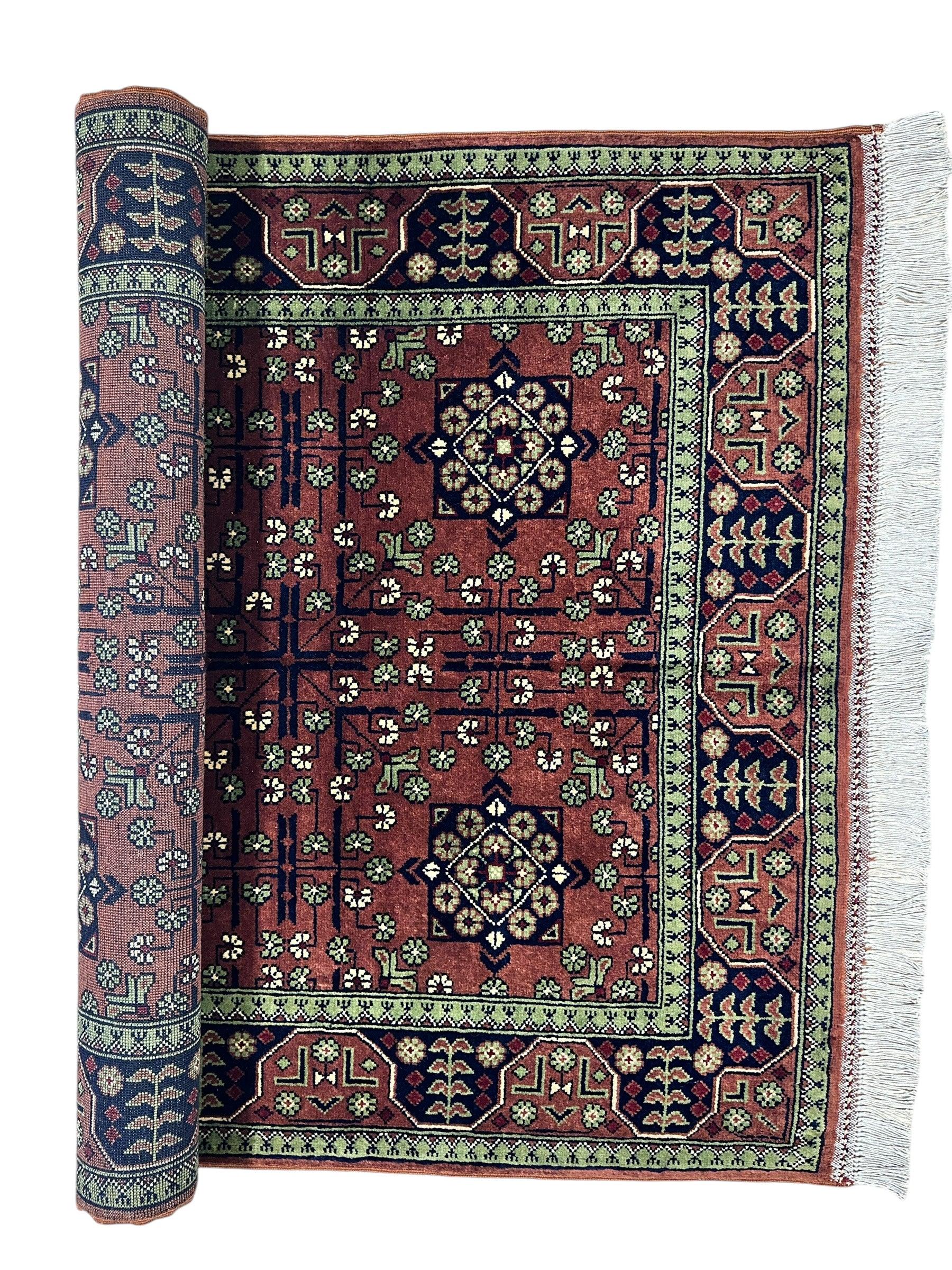 Hand-Knotted Bukharayi Rug – Brown 59” x 40” | Traditional Afghani Wool Rug - Image 5