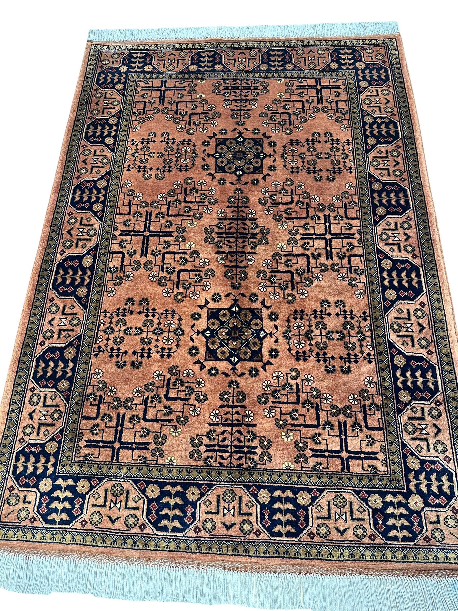Hand-Knotted Bukharayi Rug – Peach 59” x 40” | Traditional Afghan Wool Rug - Image 3