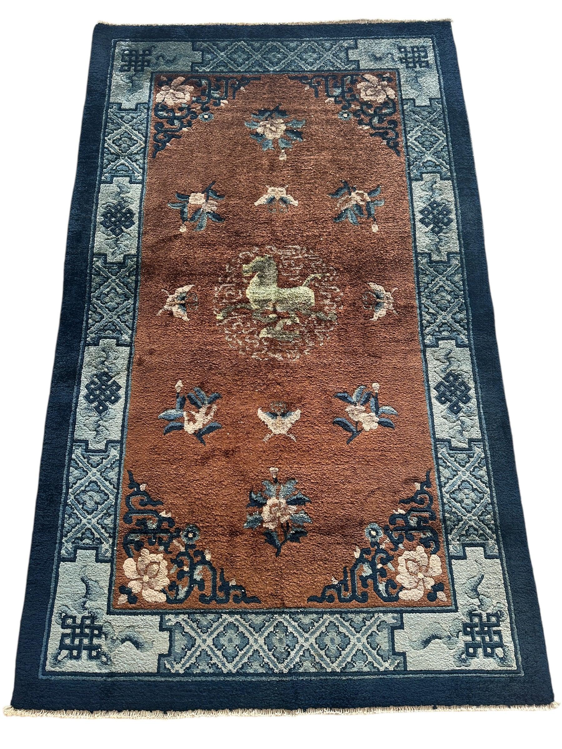 Hand-Knotted Chinese Silk Peking Rug – 3’ x 5’ – Luxurious Floral Design - Image 3