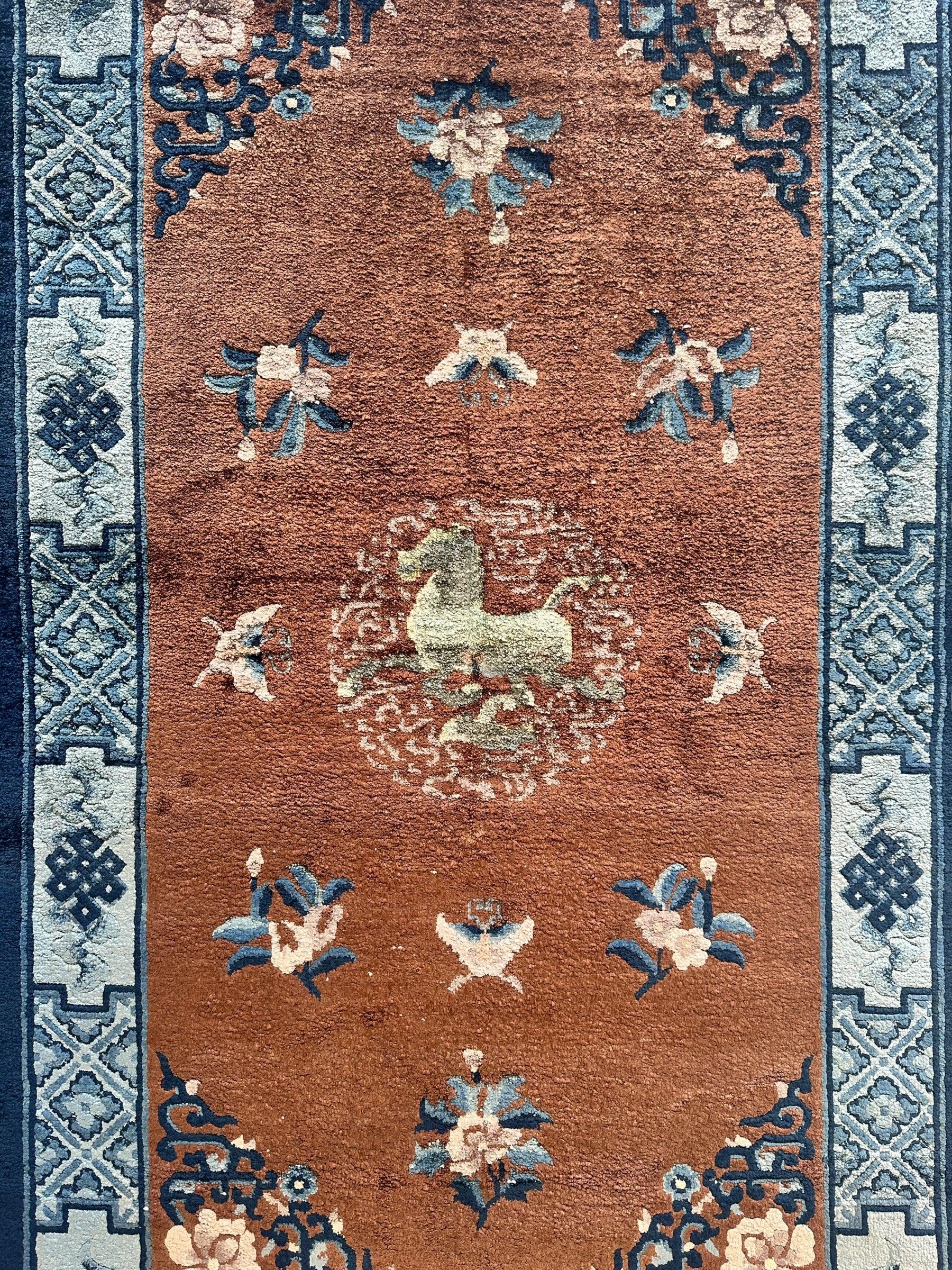 Hand-Knotted Chinese Silk Peking Rug – 3’ x 5’ – Luxurious Floral Design - Image 4