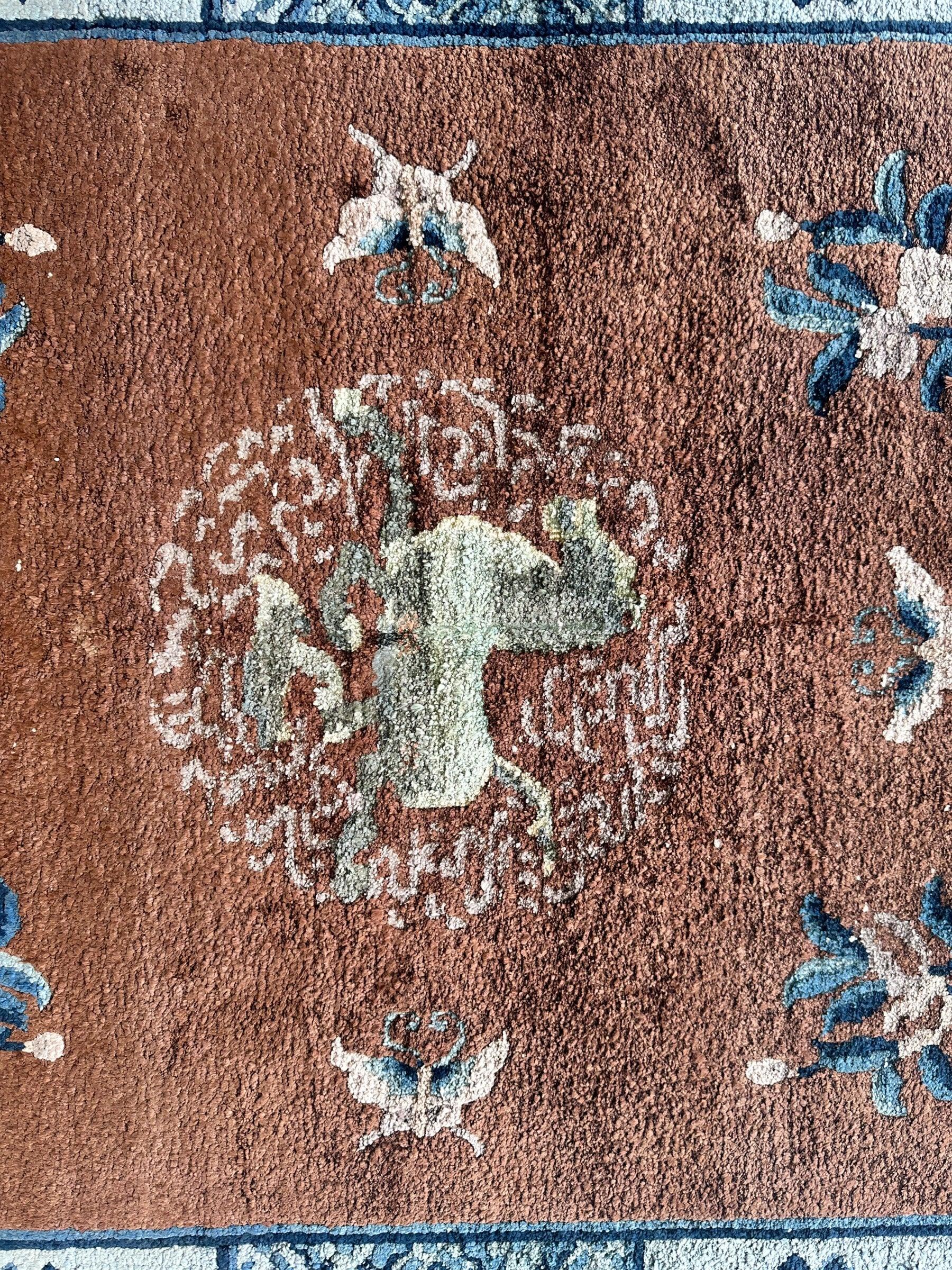 Hand-Knotted Chinese Silk Peking Rug – 3’ x 5’ – Luxurious Floral Design - Image 5