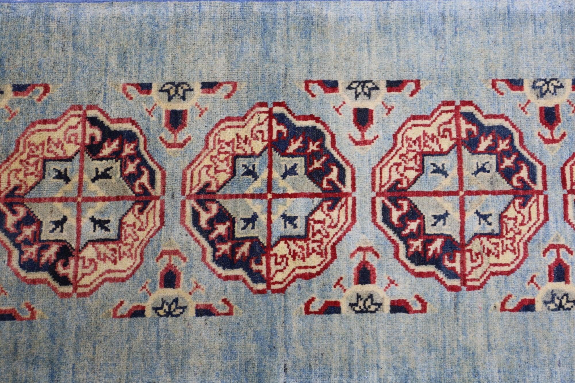 Hand-Knotted Kazak Afghani Wool Rug I Green 2' x 5'7" - Image 5