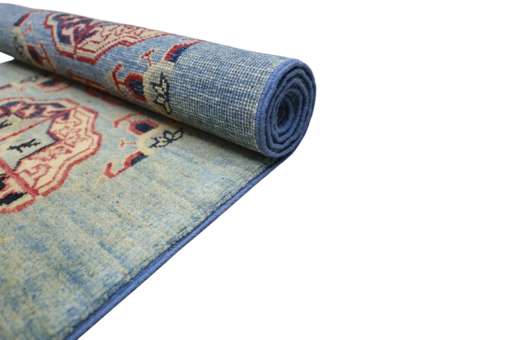 Hand-Knotted Kazak Afghani Wool Rug I Green 2' x 5'7" - Image 7