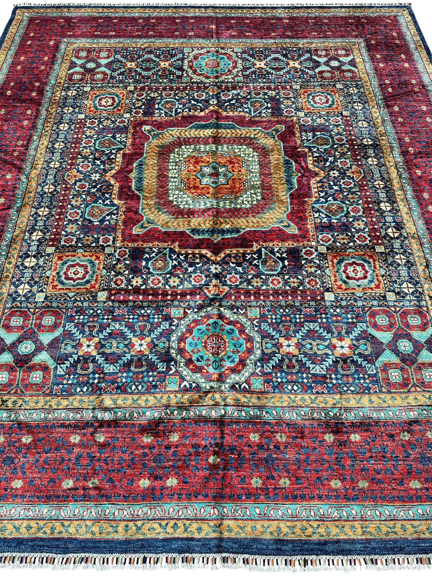 Hand-Knotted Mamluk Wool Rug – 8'4" x 9'9" – Intricate Geometric Masterpiece - Image 3