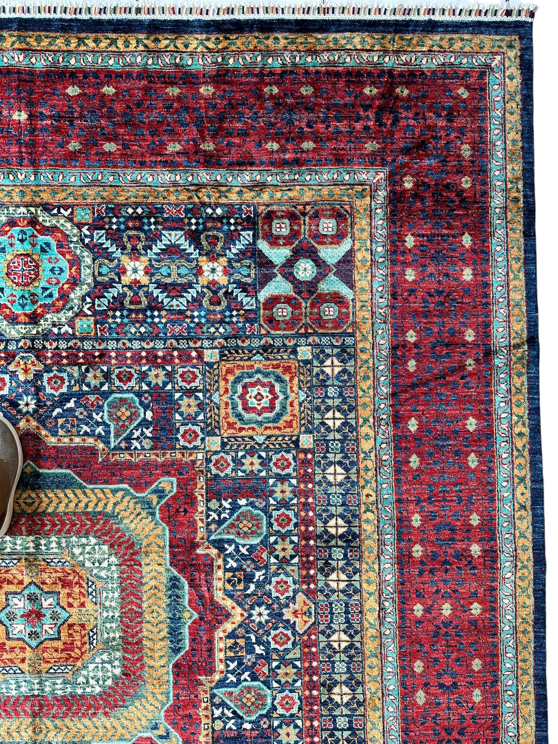 Hand-Knotted Mamluk Wool Rug – 8'4" x 9'9" – Intricate Geometric Masterpiece - Image 9
