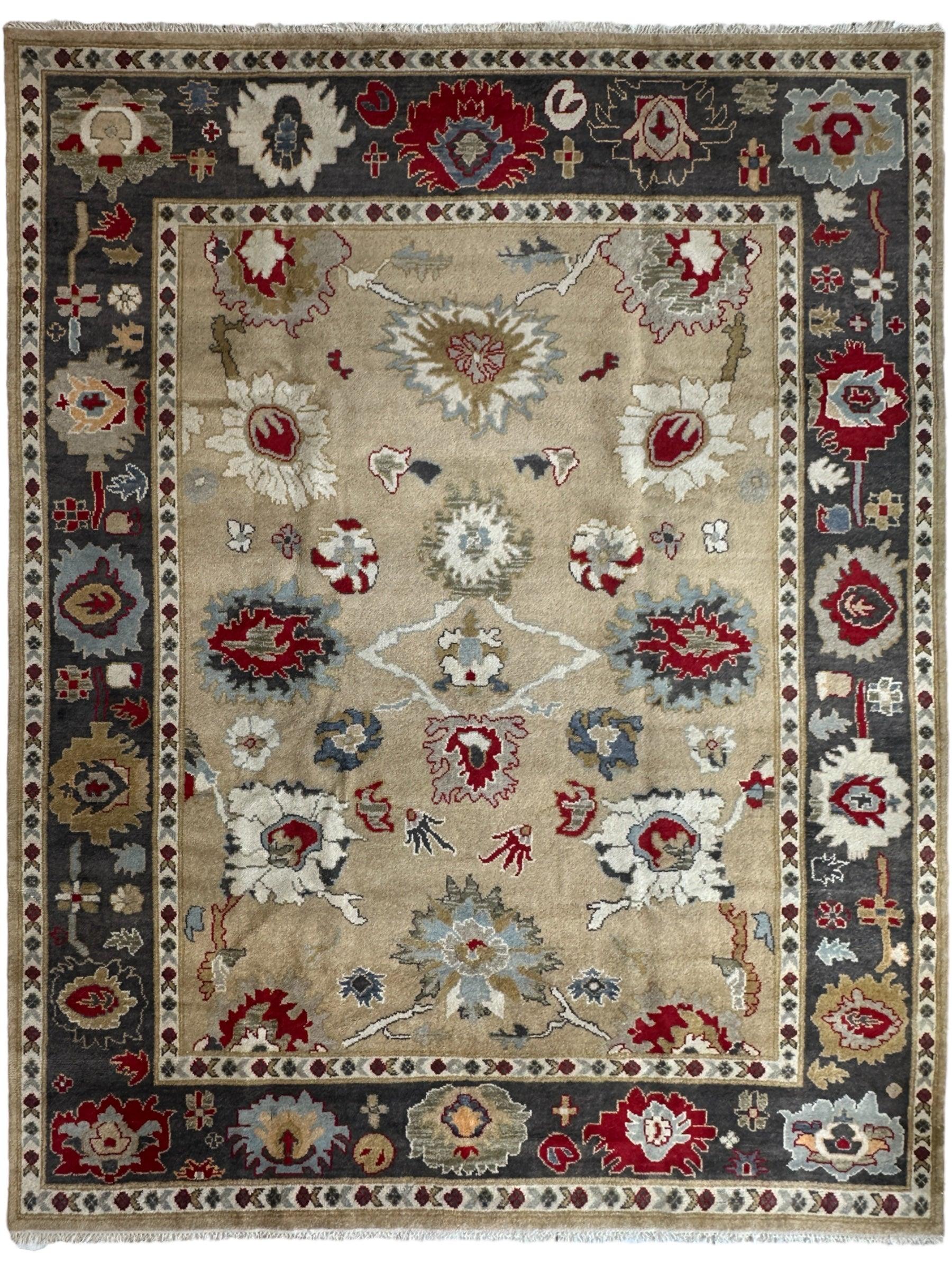 Hand Knotted Oushak Traditional Wool Rug, Living Room 9 x 12 Rug - Image 2