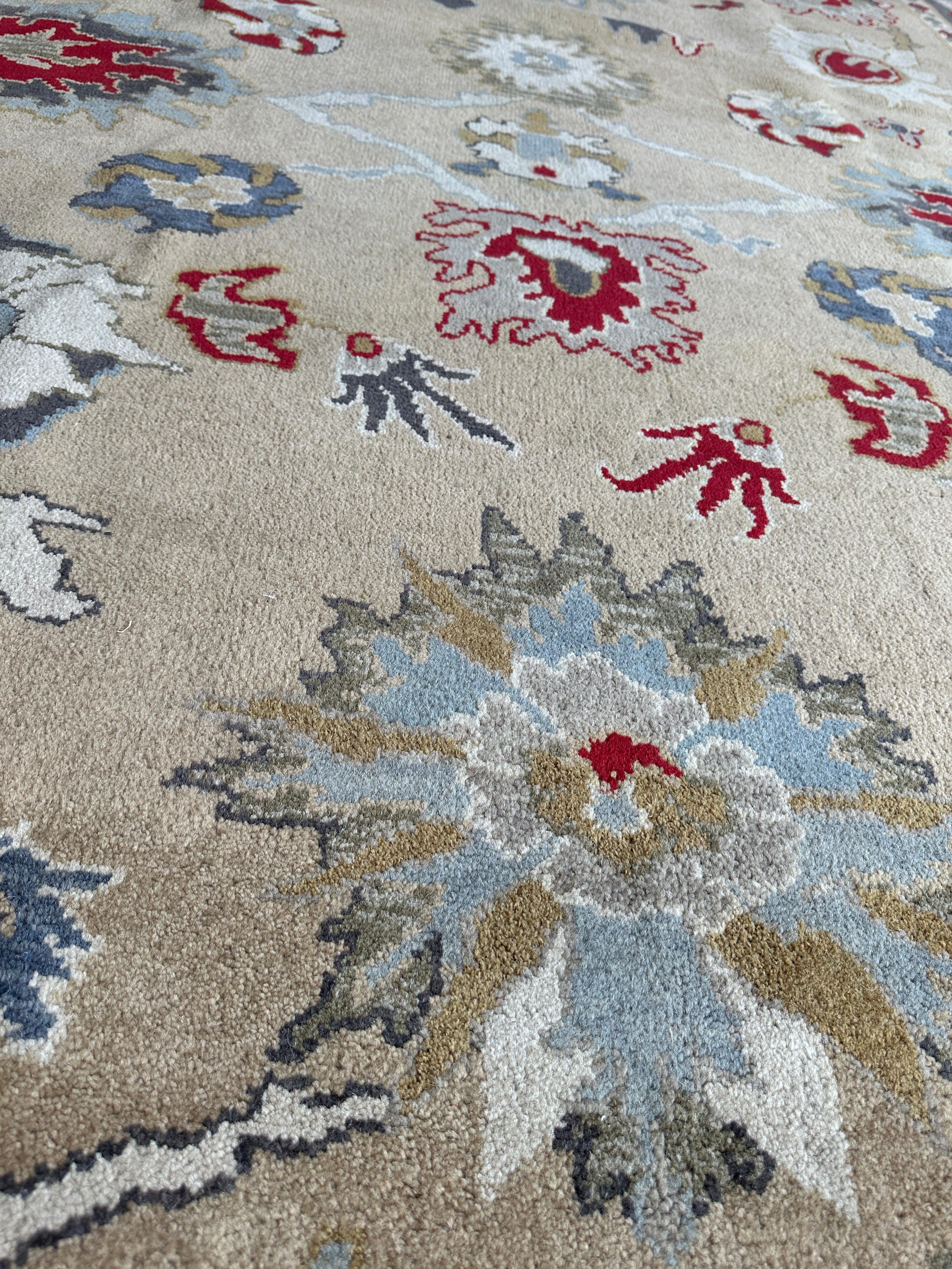 Hand Knotted Oushak Traditional Wool Rug, Living Room 9 x 12 Rug - Image 9