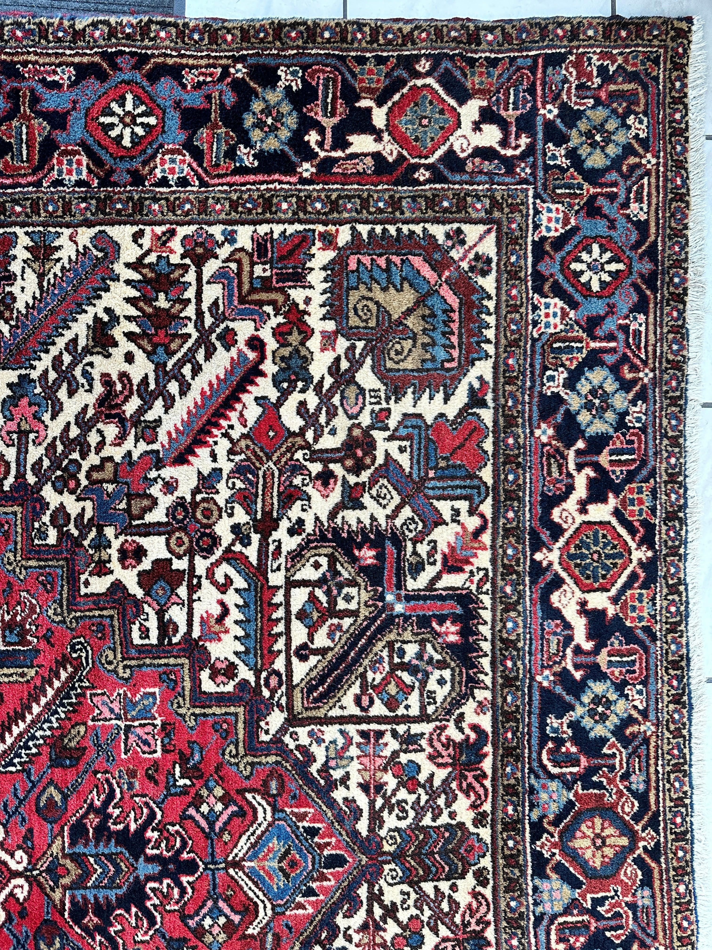 Hand-Knotted Persian Heriz Wool Rug – 9’ x 12’ – Geometric Medallion Design - Image 9