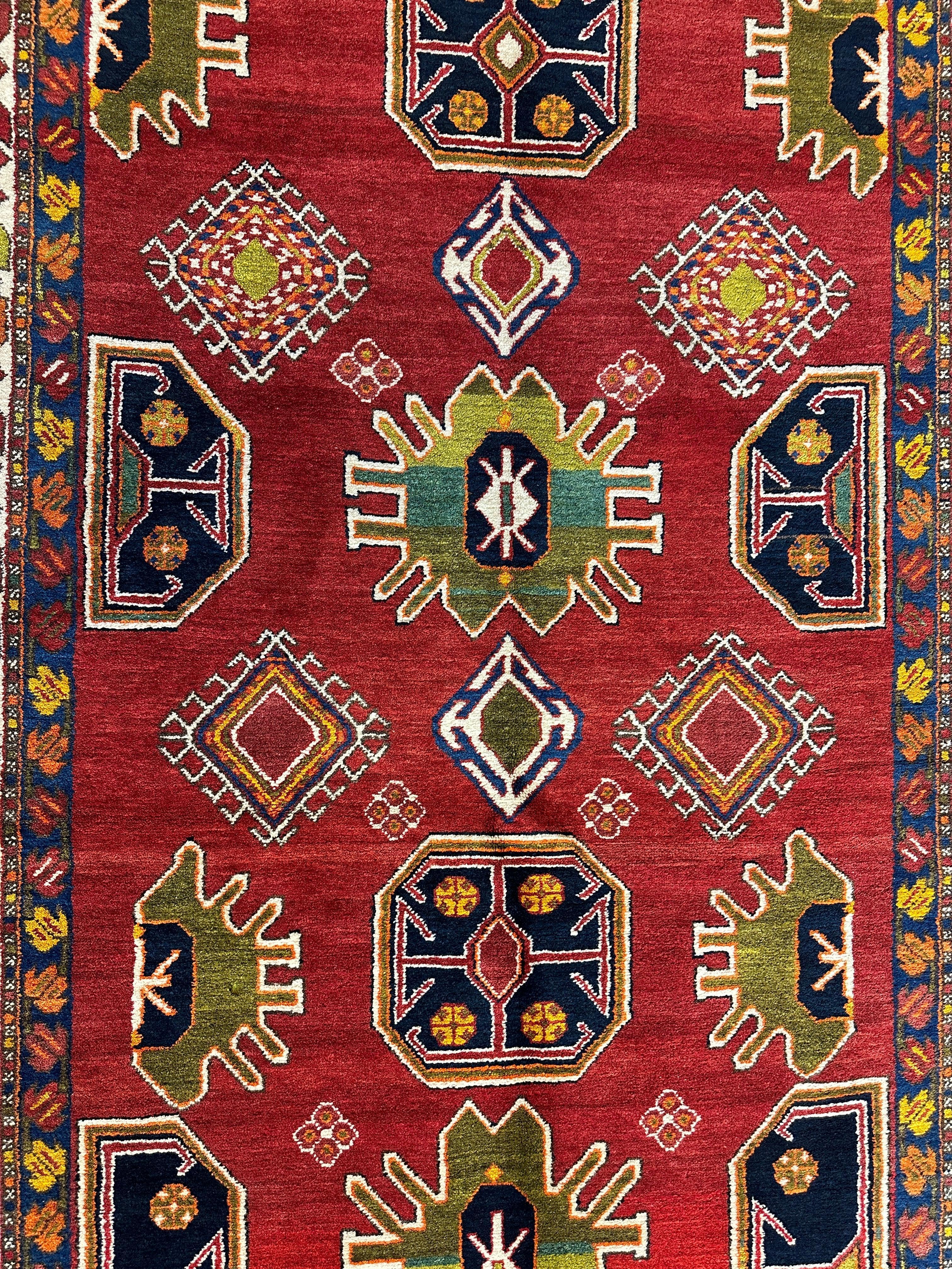 Hand-Knotted Persian Meshgin Wool Rug – 5’ x 11’ – Vintage Tribal Masterpiece - Image 11