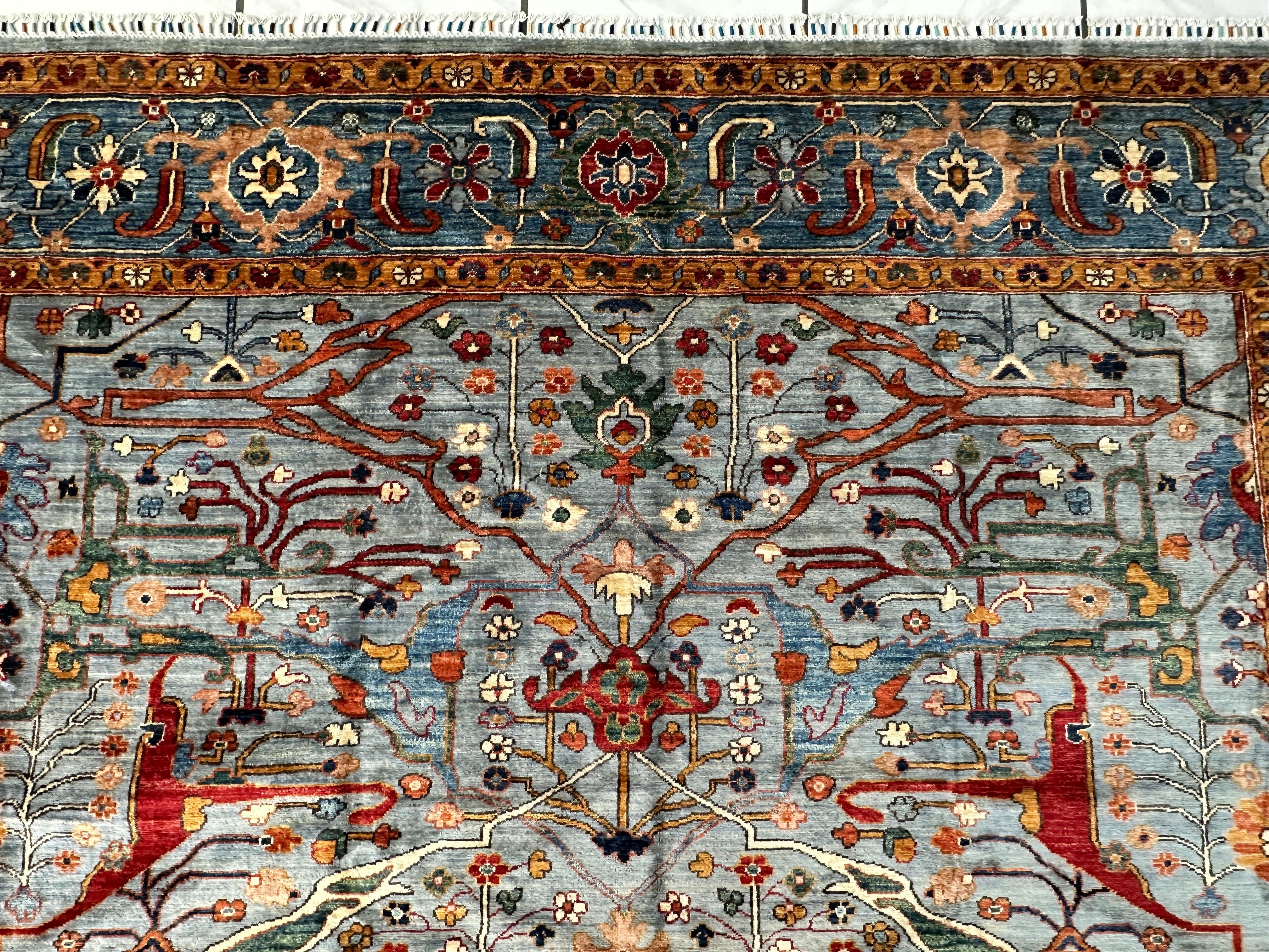 Hand-Knotted Trasitional Serapi Ghazni Wool Rug – 9’1” x 12’ – Intricate Floral Design - Image 10