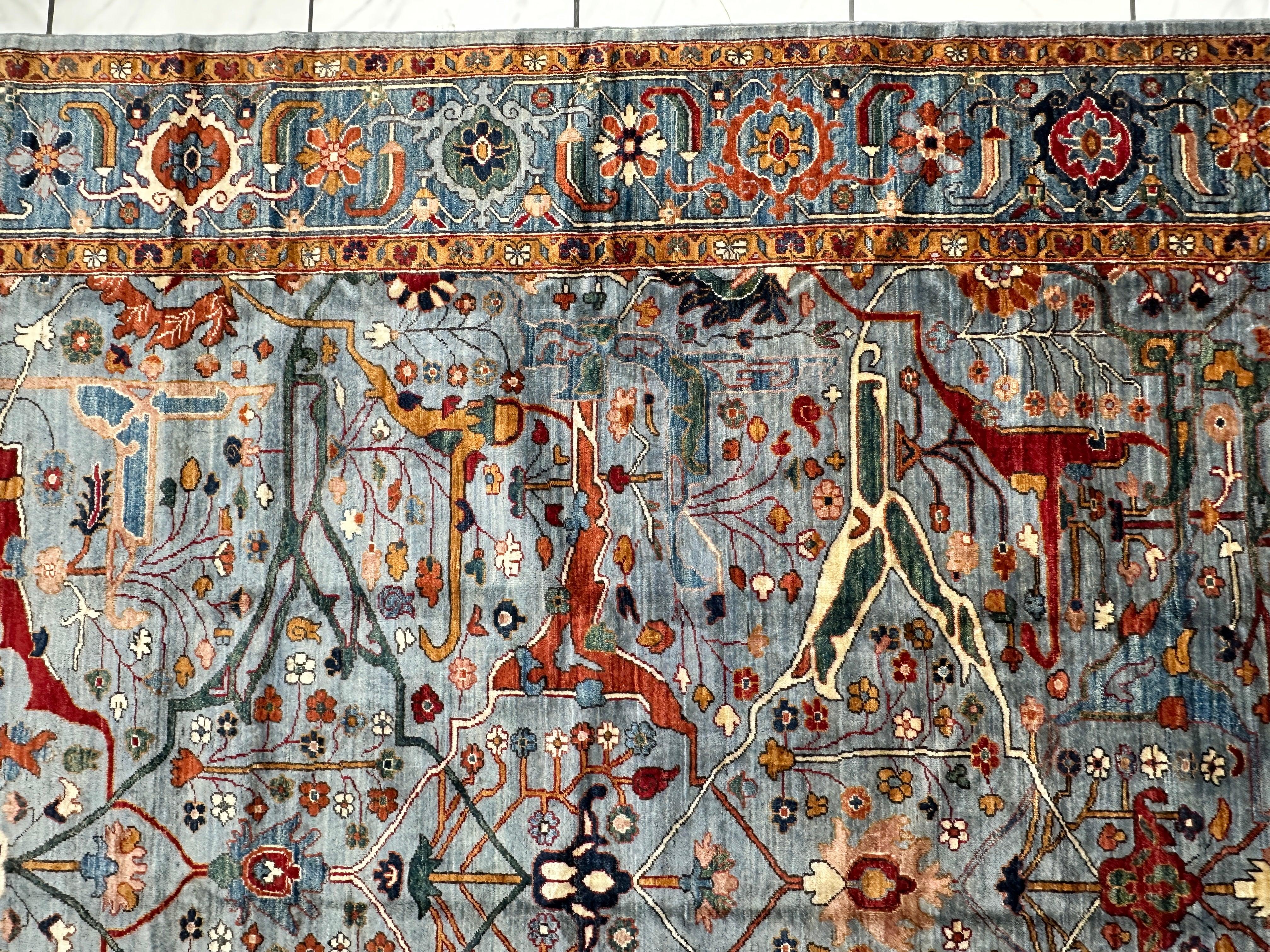 Hand-Knotted Trasitional Serapi Ghazni Wool Rug – 9’1” x 12’ – Intricate Floral Design - Image 12