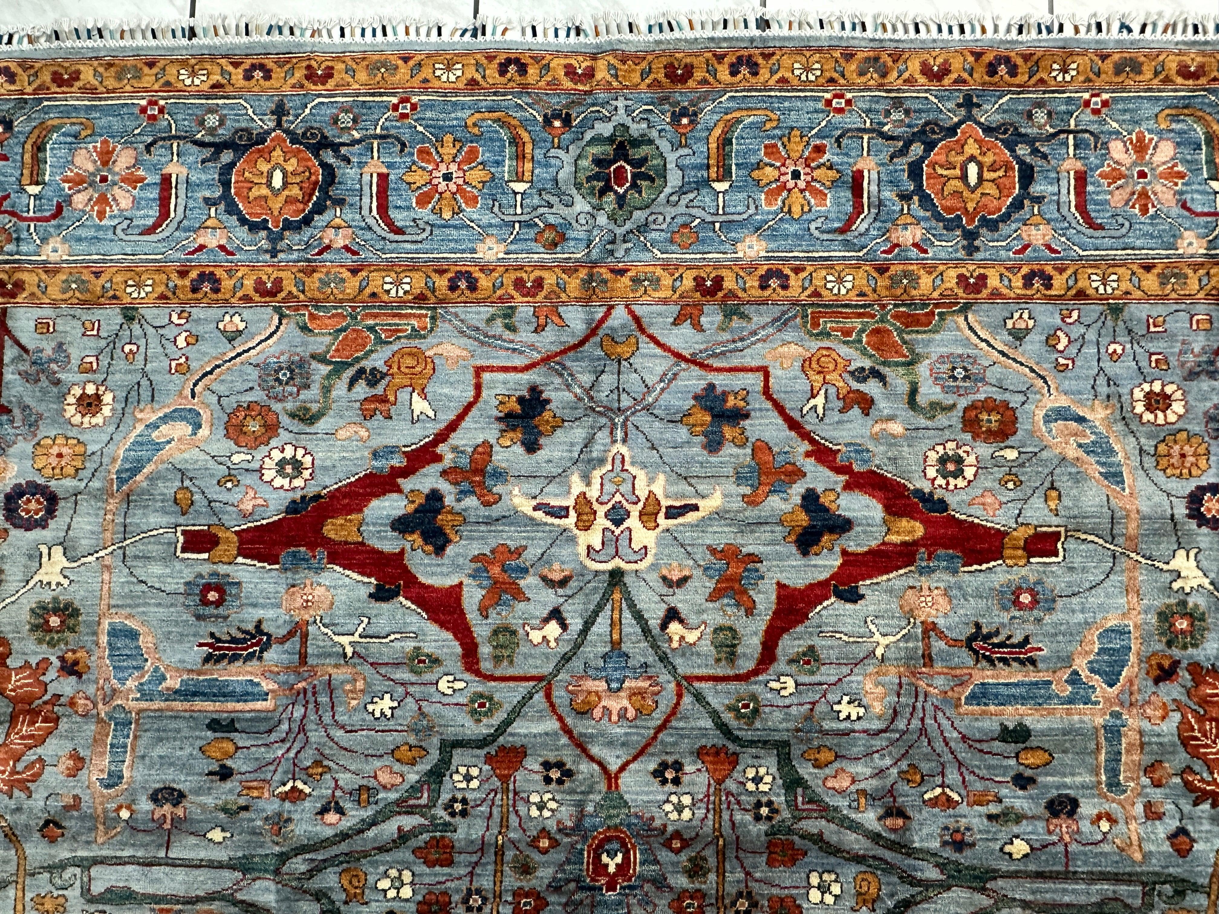 Hand-Knotted Trasitional Serapi Ghazni Wool Rug – 9’1” x 12’ – Intricate Floral Design - Image 14