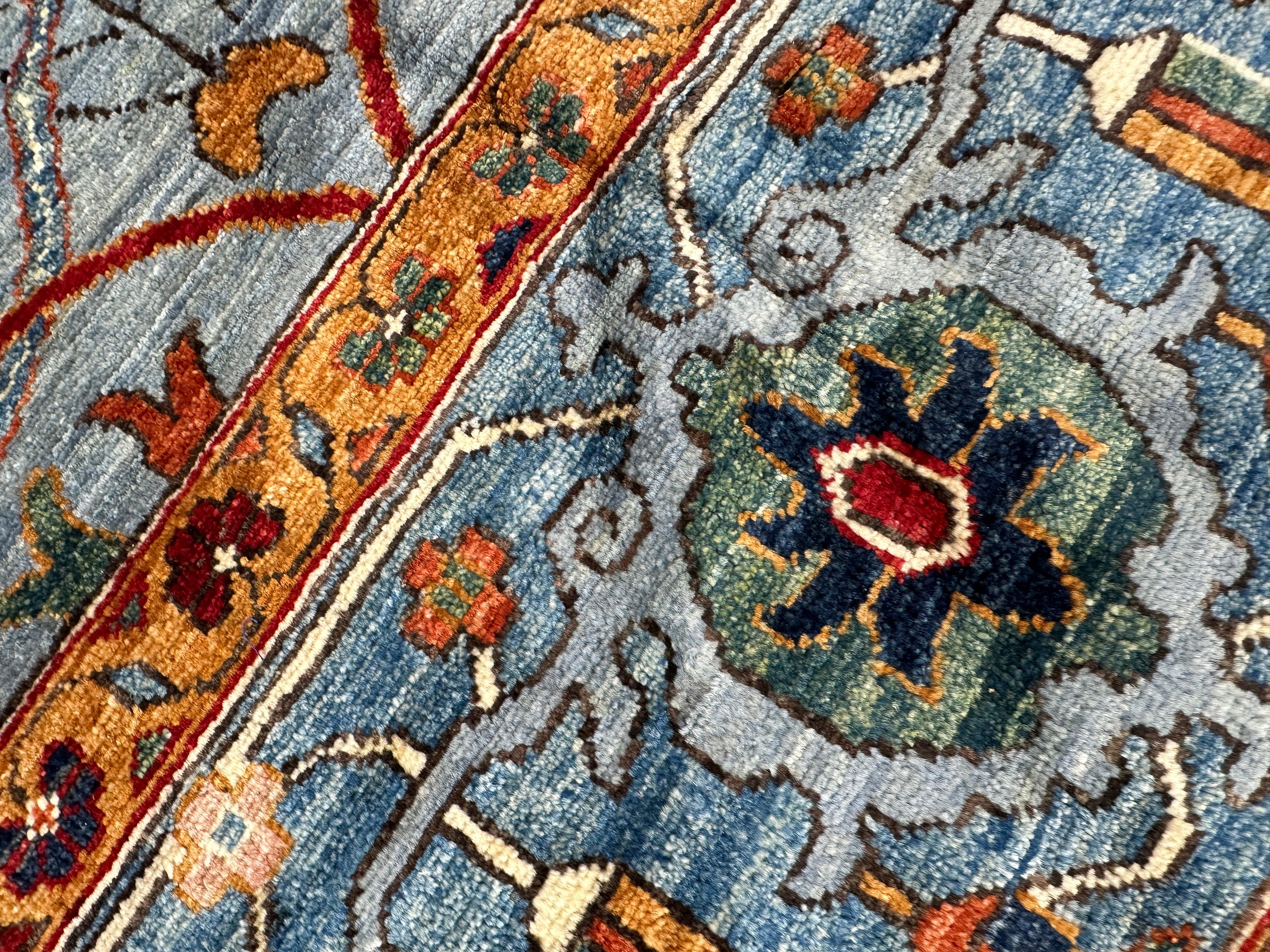Hand-Knotted Trasitional Serapi Ghazni Wool Rug – 9’1” x 12’ – Intricate Floral Design - Image 15