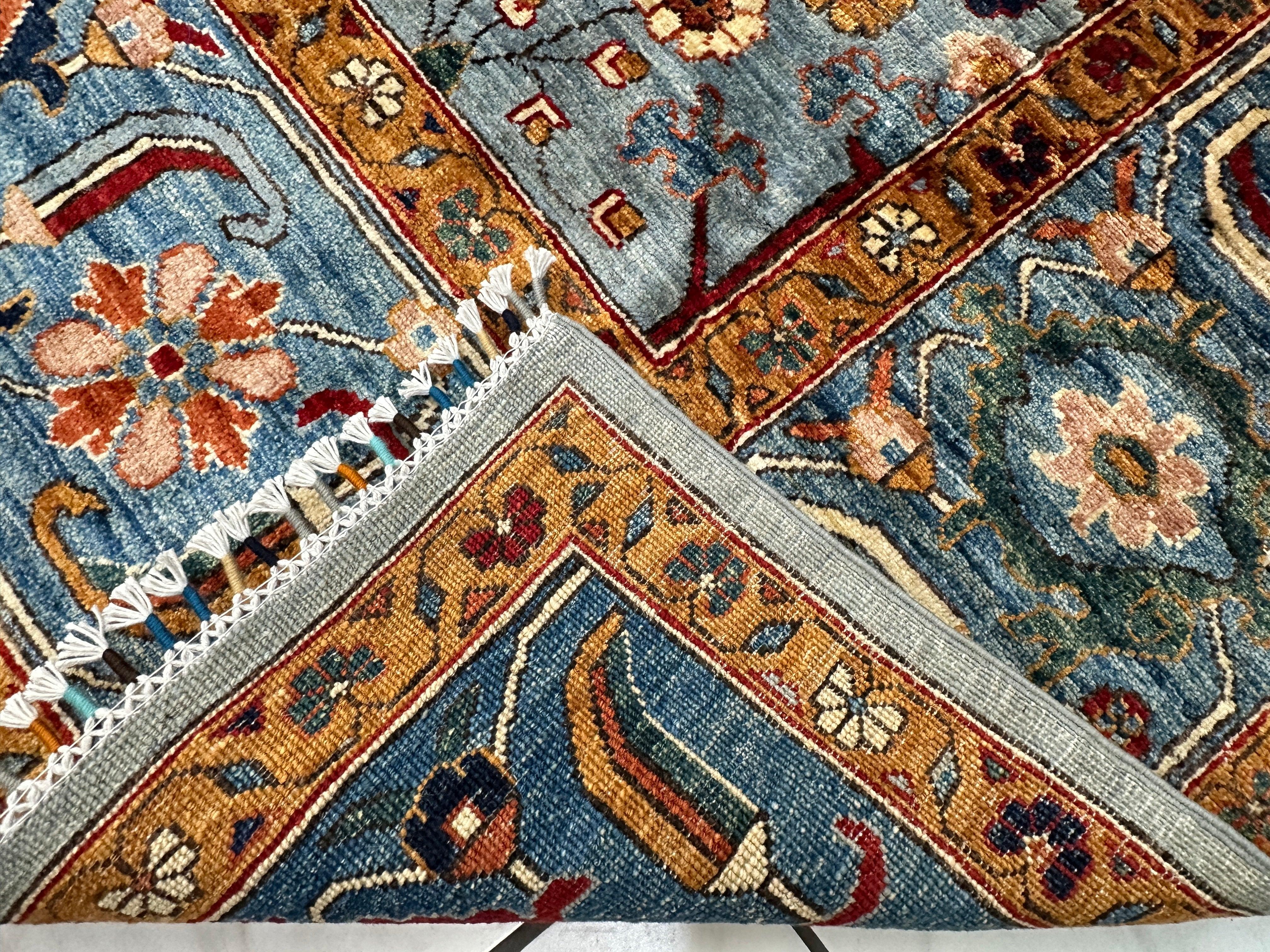 Hand-Knotted Trasitional Serapi Ghazni Wool Rug – 9’1” x 12’ – Intricate Floral Design - Image 16