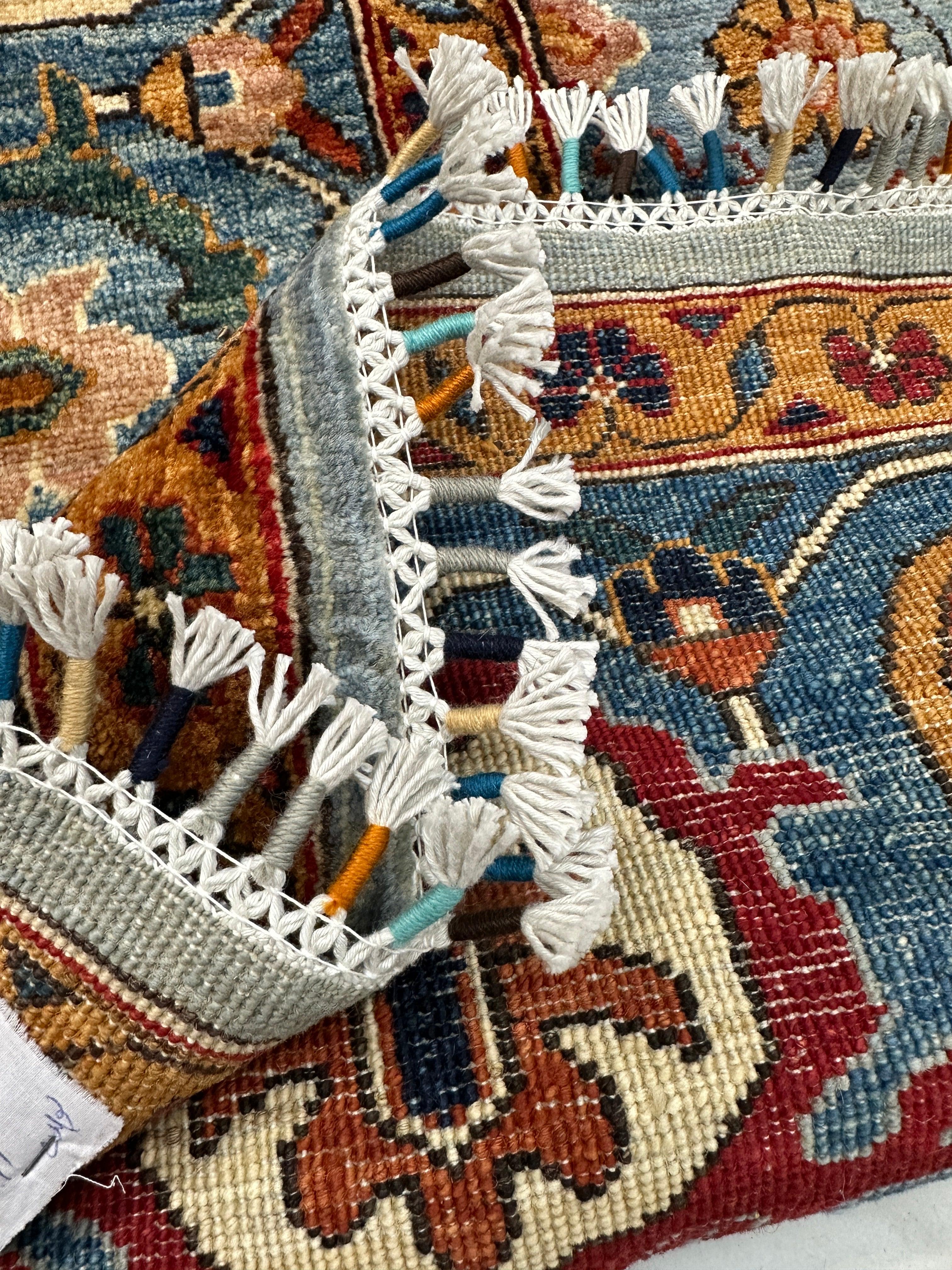 Hand-Knotted Trasitional Serapi Ghazni Wool Rug – 9’1” x 12’ – Intricate Floral Design - Image 17