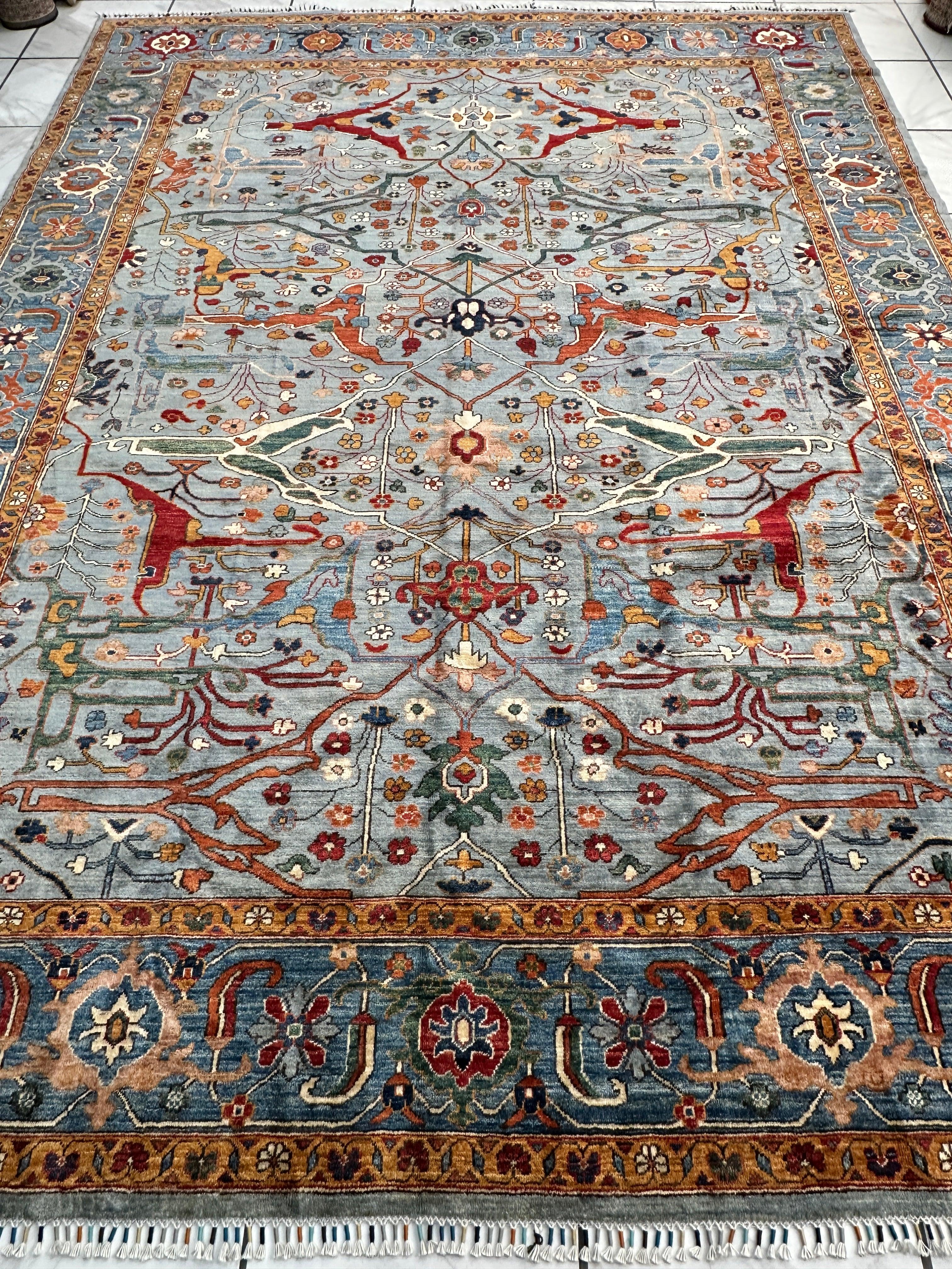 Hand-Knotted Trasitional Serapi Ghazni Wool Rug – 9’1” x 12’ – Intricate Floral Design - Image 2