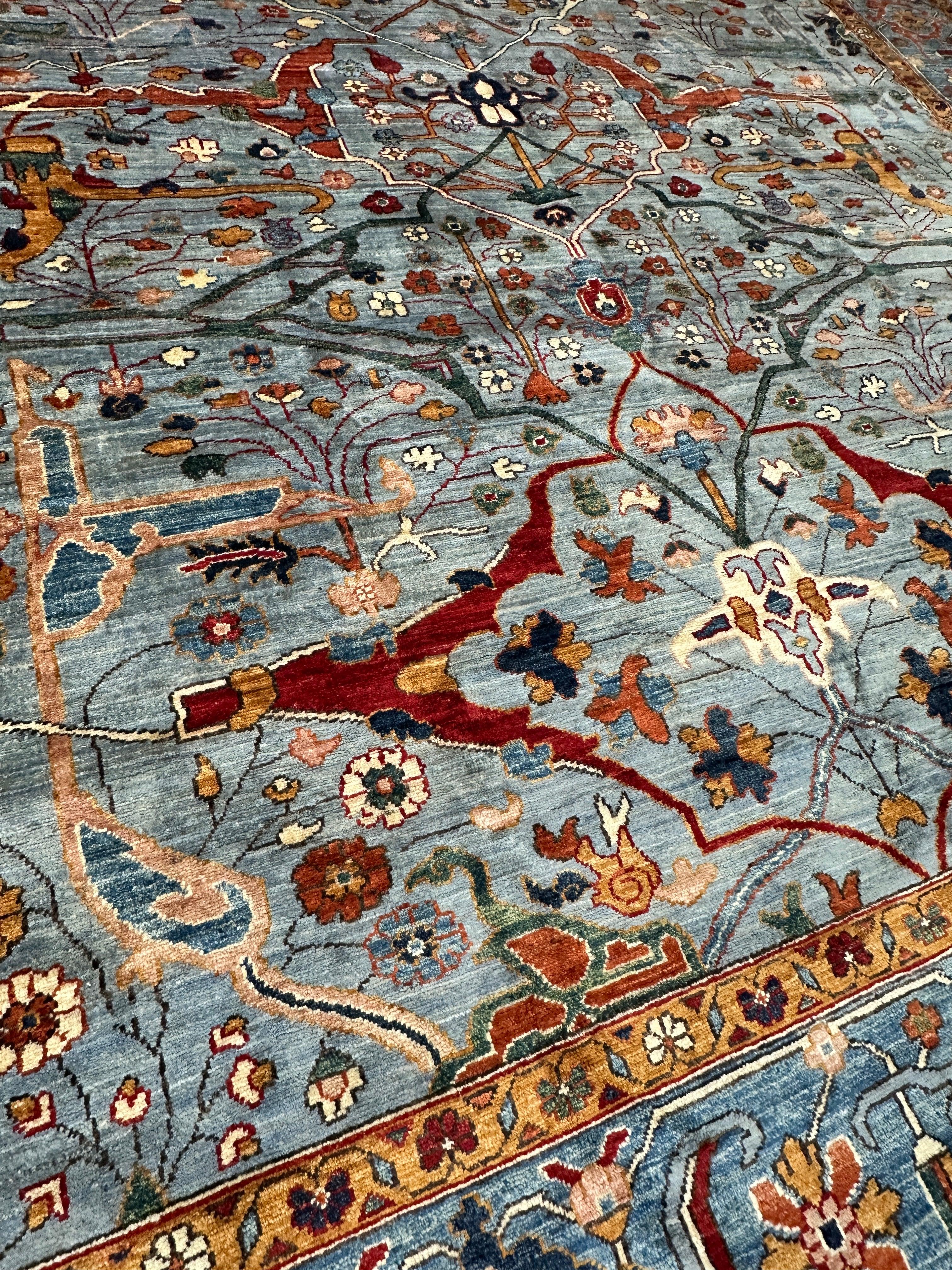 Hand-Knotted Trasitional Serapi Ghazni Wool Rug – 9’1” x 12’ – Intricate Floral Design - Image 4